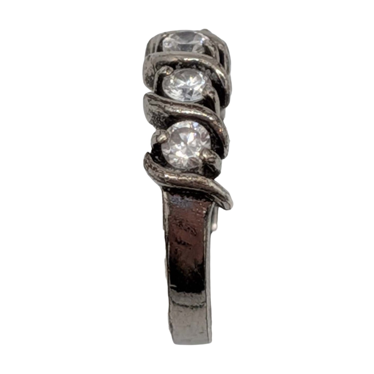 Signed Sterling Silver CZ Ribbon Band Ring Size 5.75
