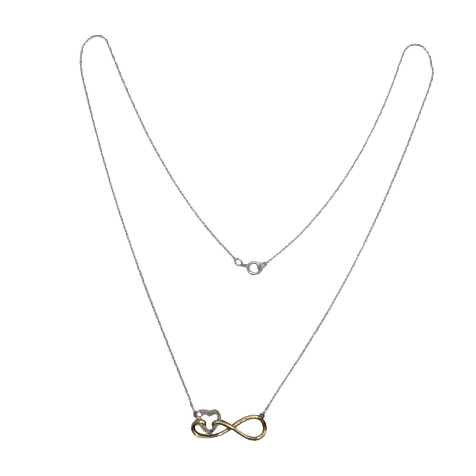 Signed Gold Over Sterling Silver Diamond Infinity Heart Necklace