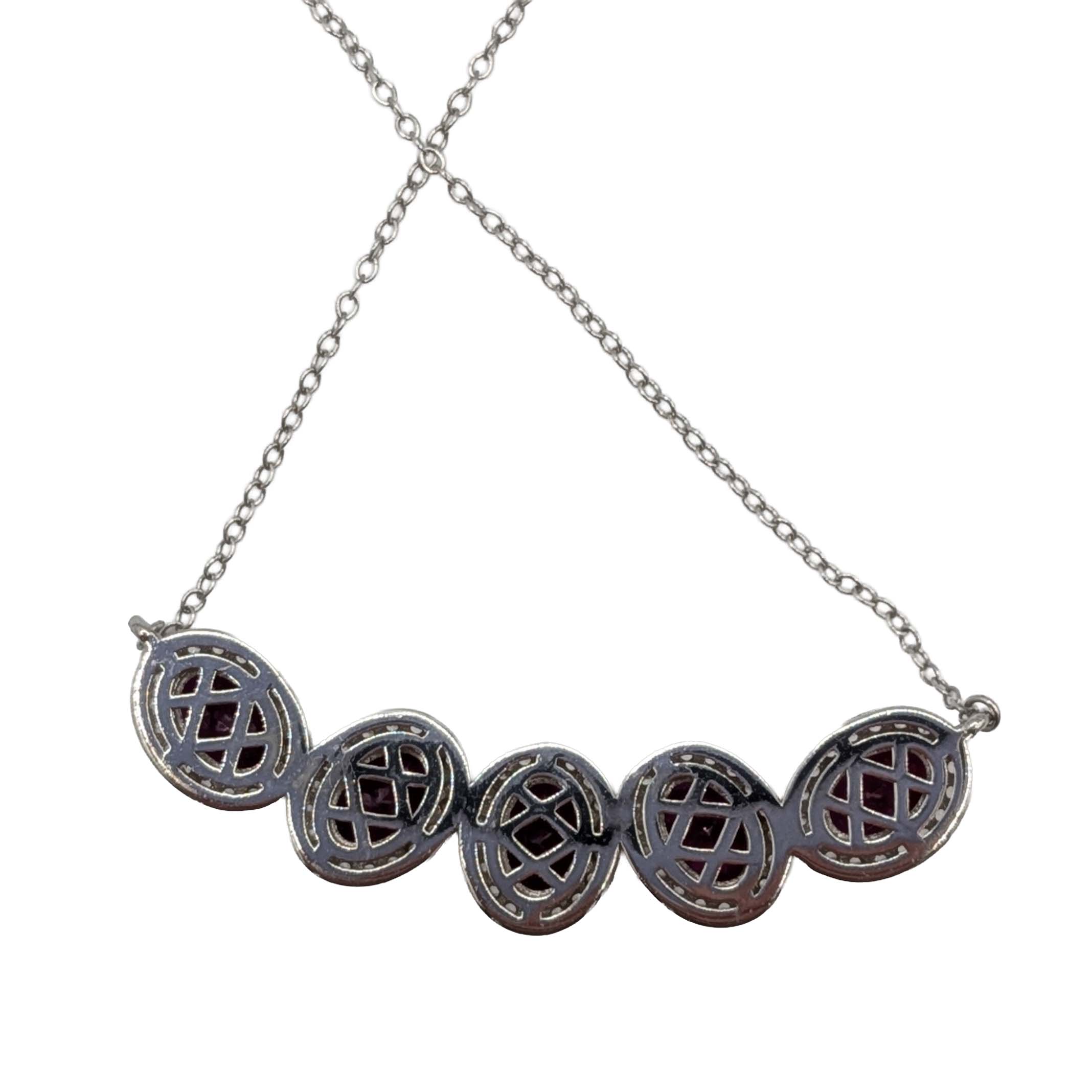 Signed Sterling Silver Ruby White Topaz Halo Necklace