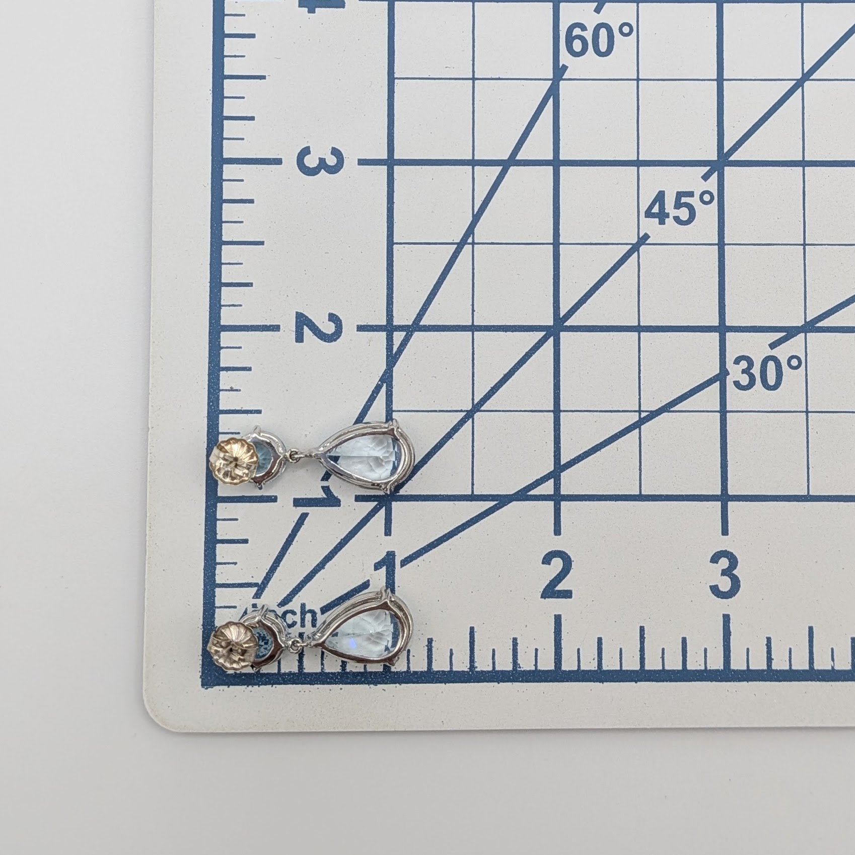 Signed Sterling Silver Blue Topaz Teardrop Dangle Stud Earrings