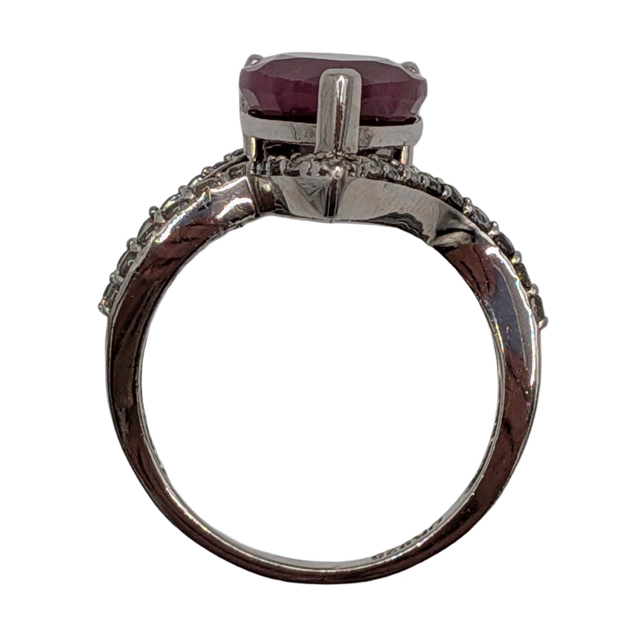 Signed Sterling Silver Ruby Spinel Swirl Ring Size 9.25