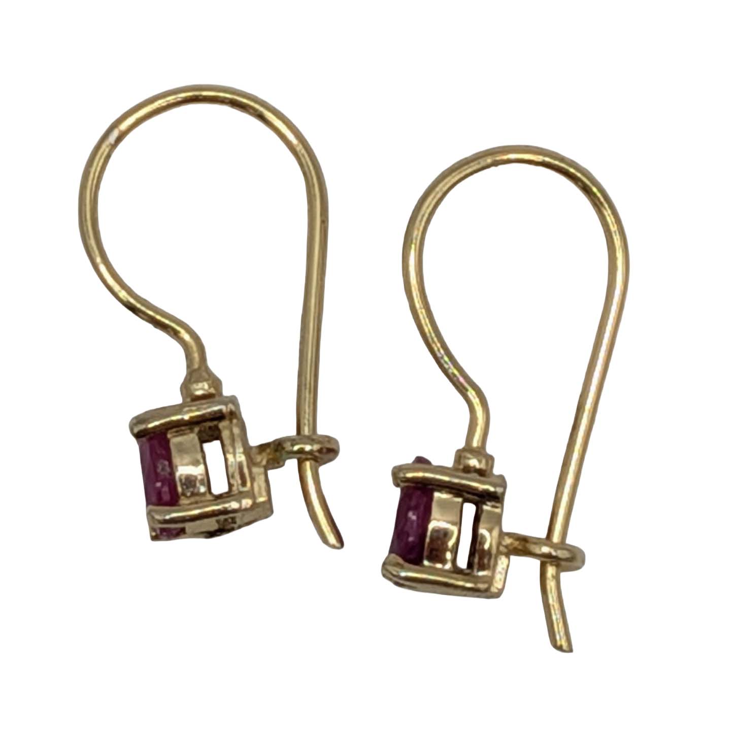 Gold Over Sterling Silver Oval Ruby Drop Earrings