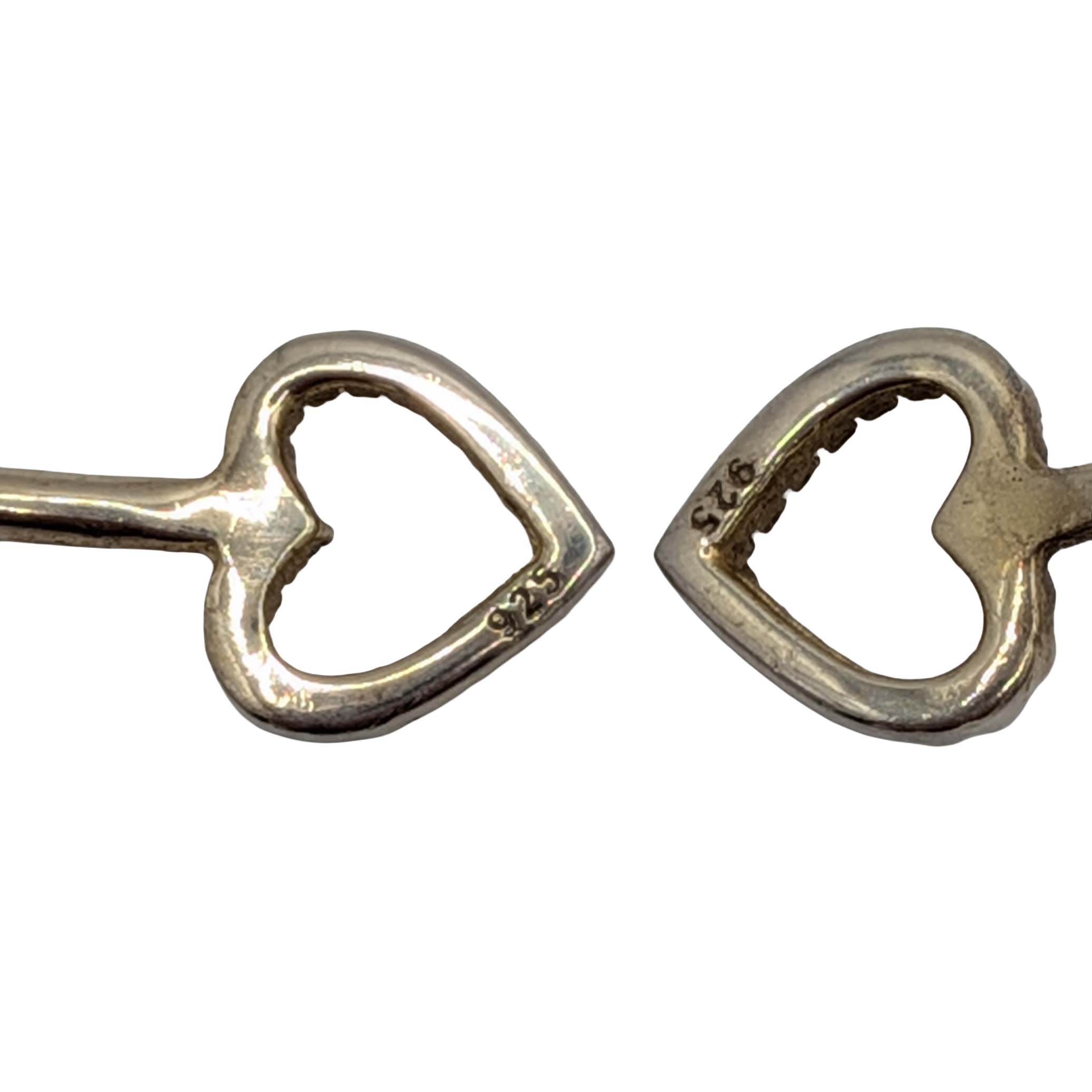 Sterling Silver Rhinestone Double Heart Cuff Bracelet