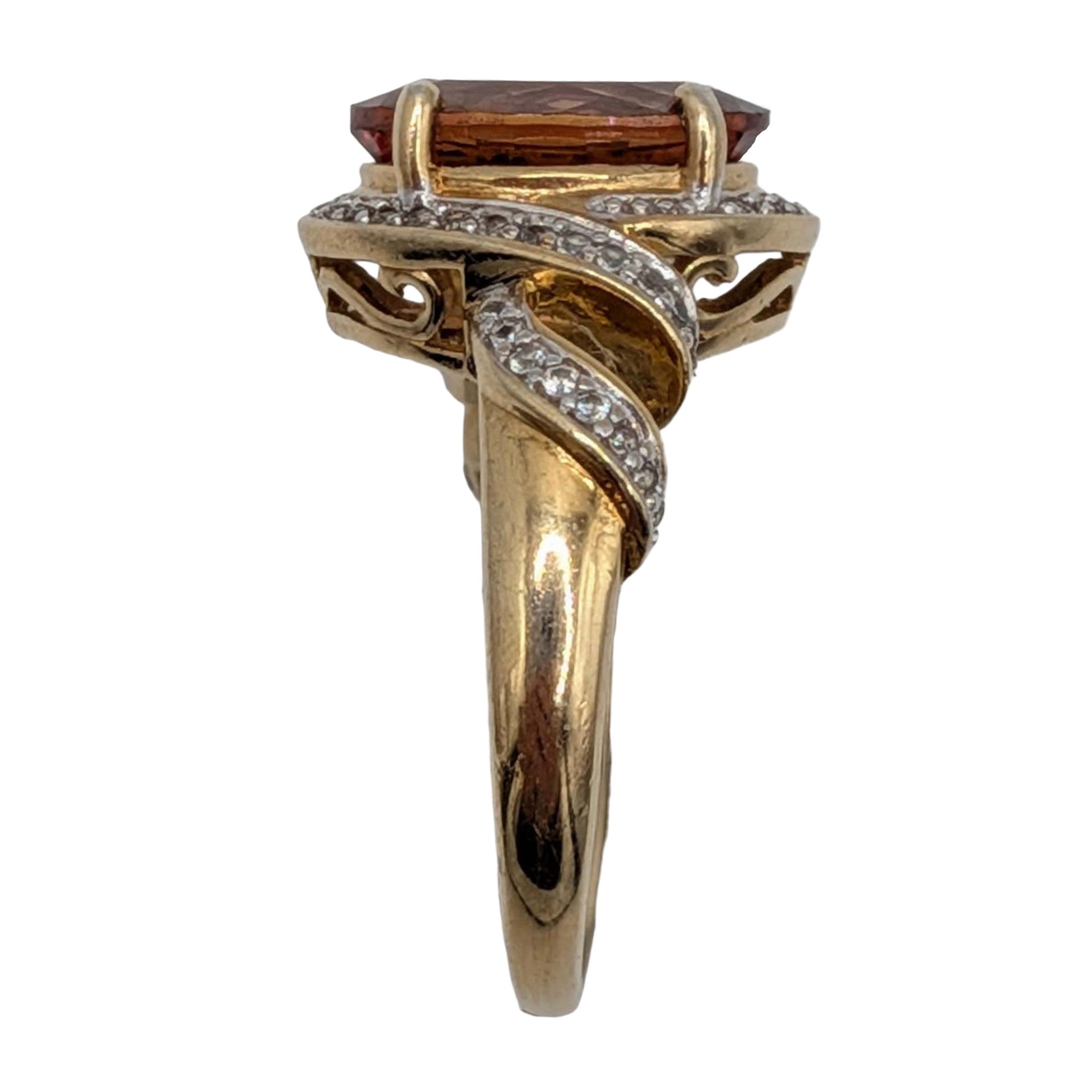 Signed Gold Over Sterling Silver Spinel CZ Twist Ring Size 8