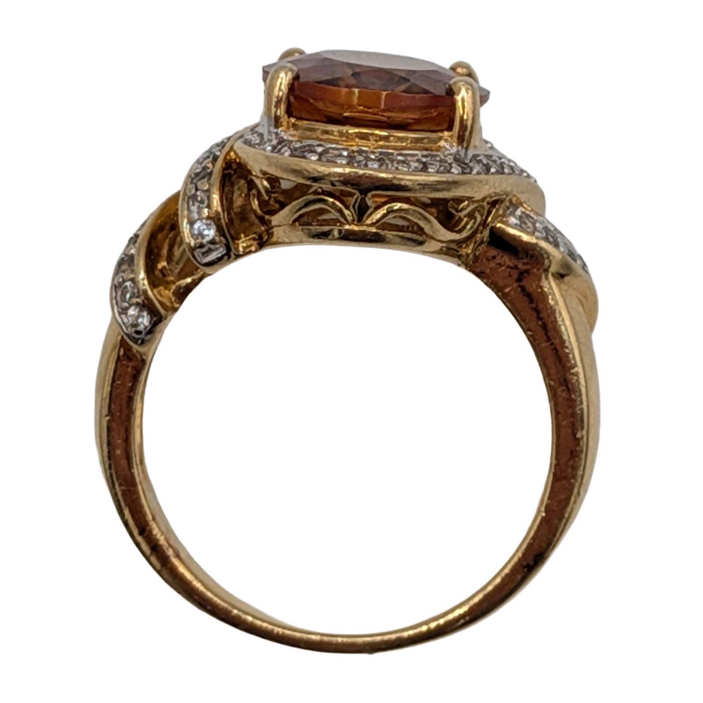 Signed Gold Over Sterling Silver Spinel CZ Twist Ring Size 8