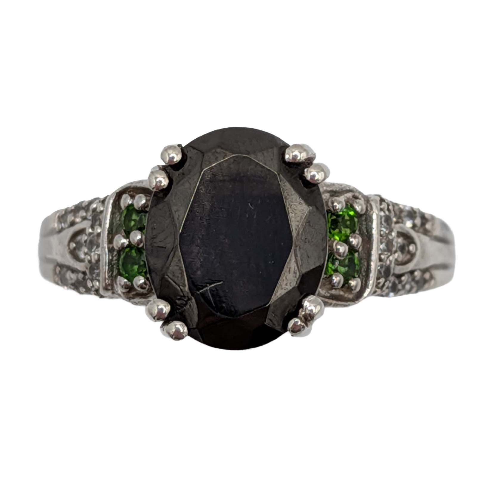 D'Joy Sterling Silver Multi-Stone Scroll Ring Size 9.25