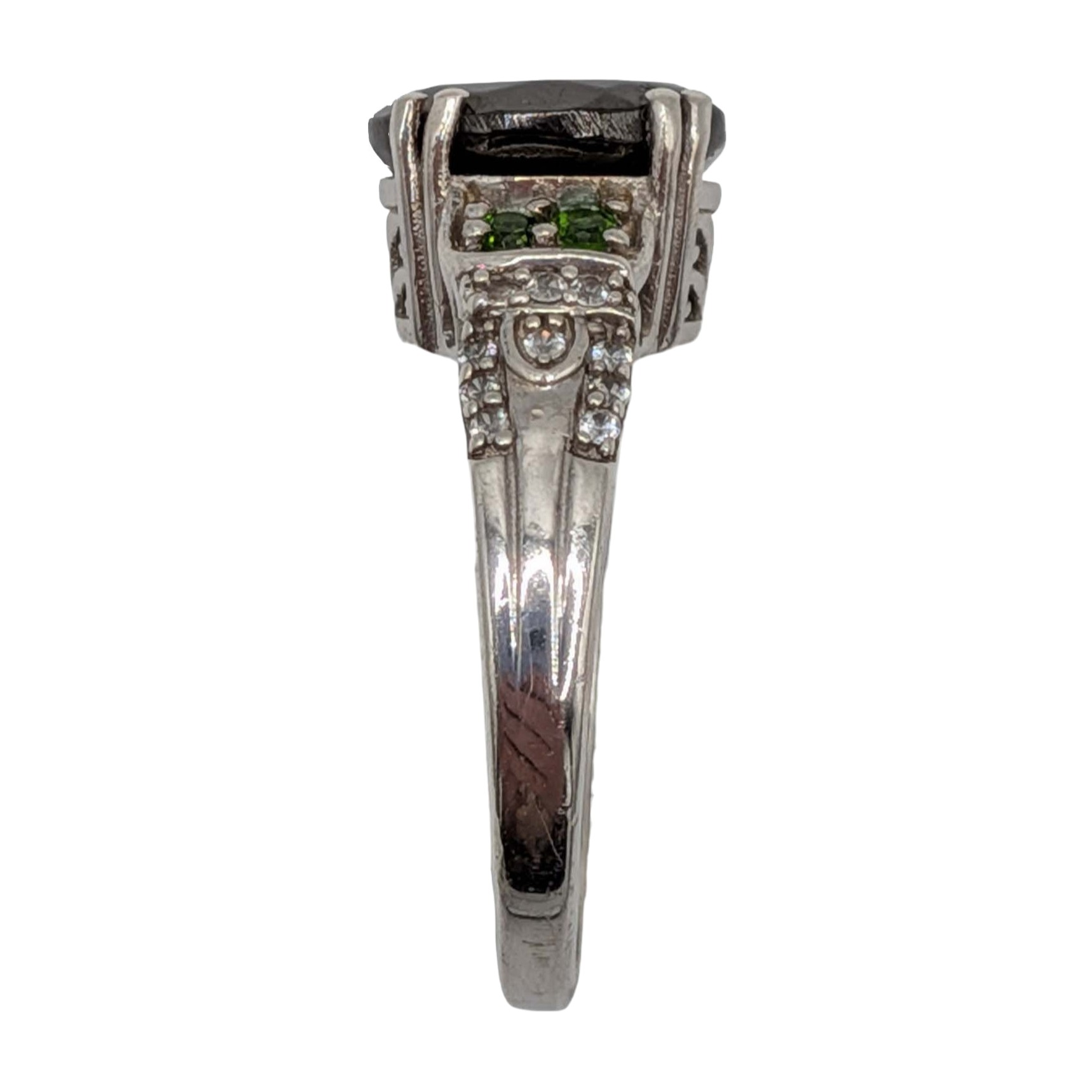 D'Joy Sterling Silver Multi-Stone Scroll Ring Size 9.25