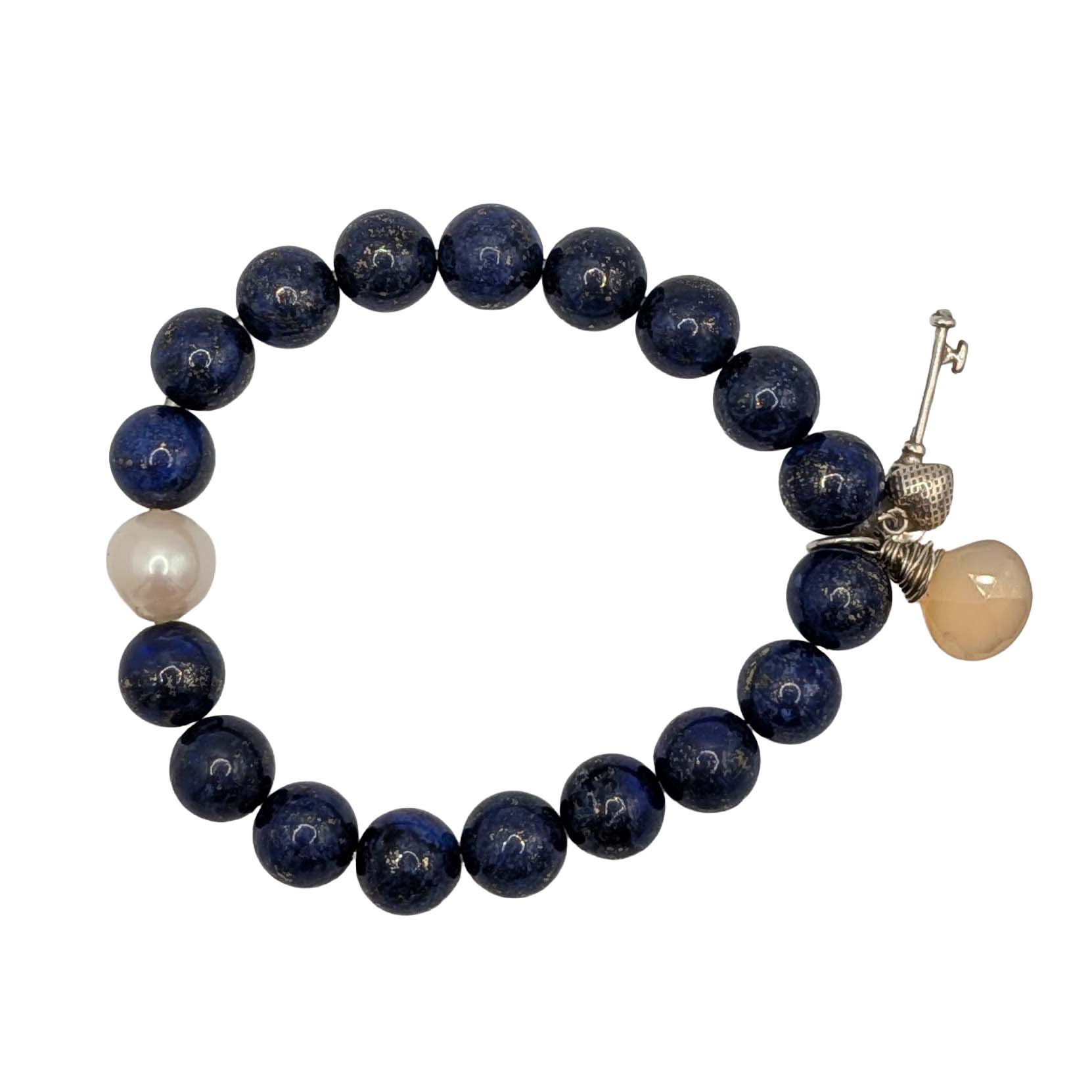 Sterling Silver Multi-Stone Charm Stretch Bracelet
