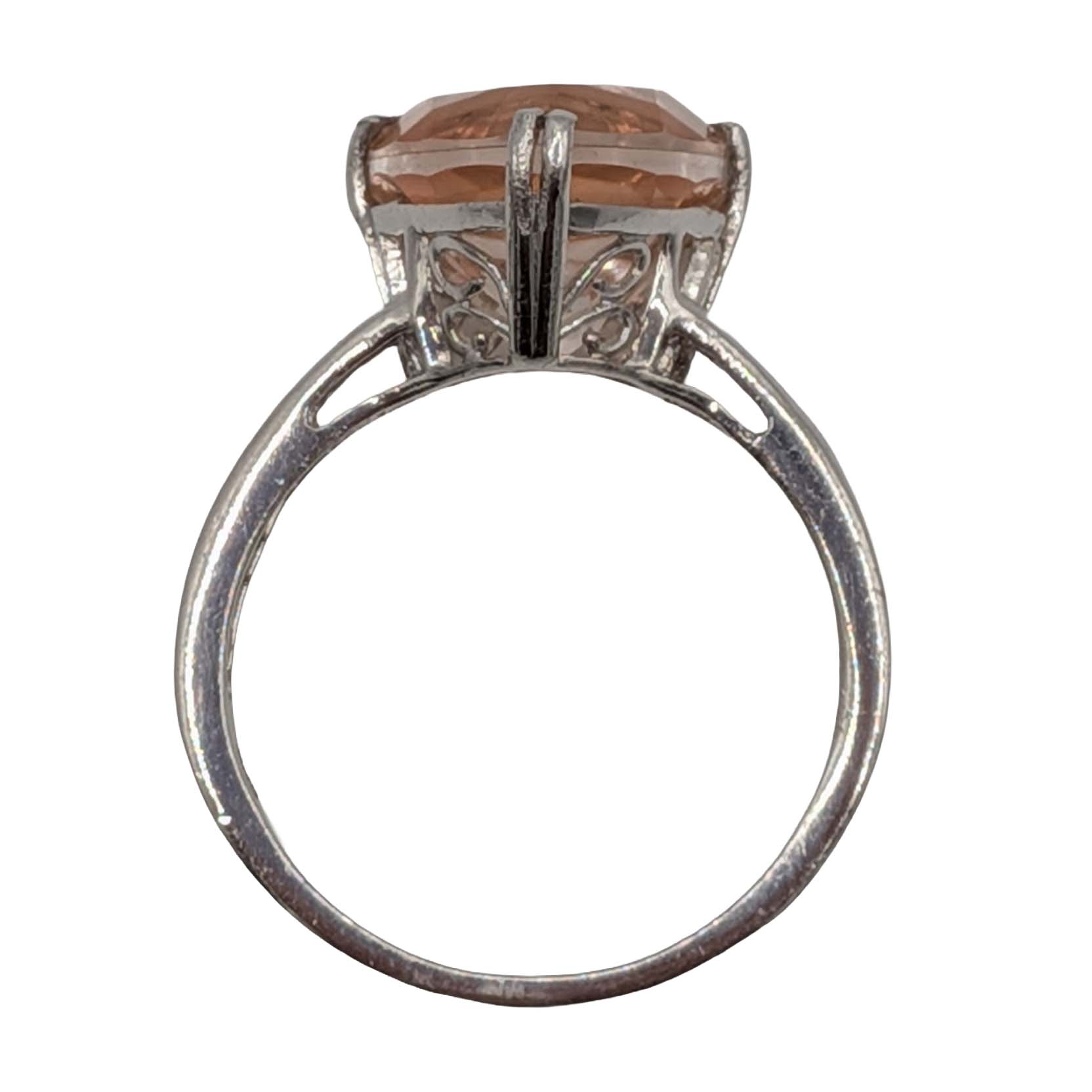 Signed Sterling Silver Tourmaline Trillion Cut Solitaire Ring Size 10.25