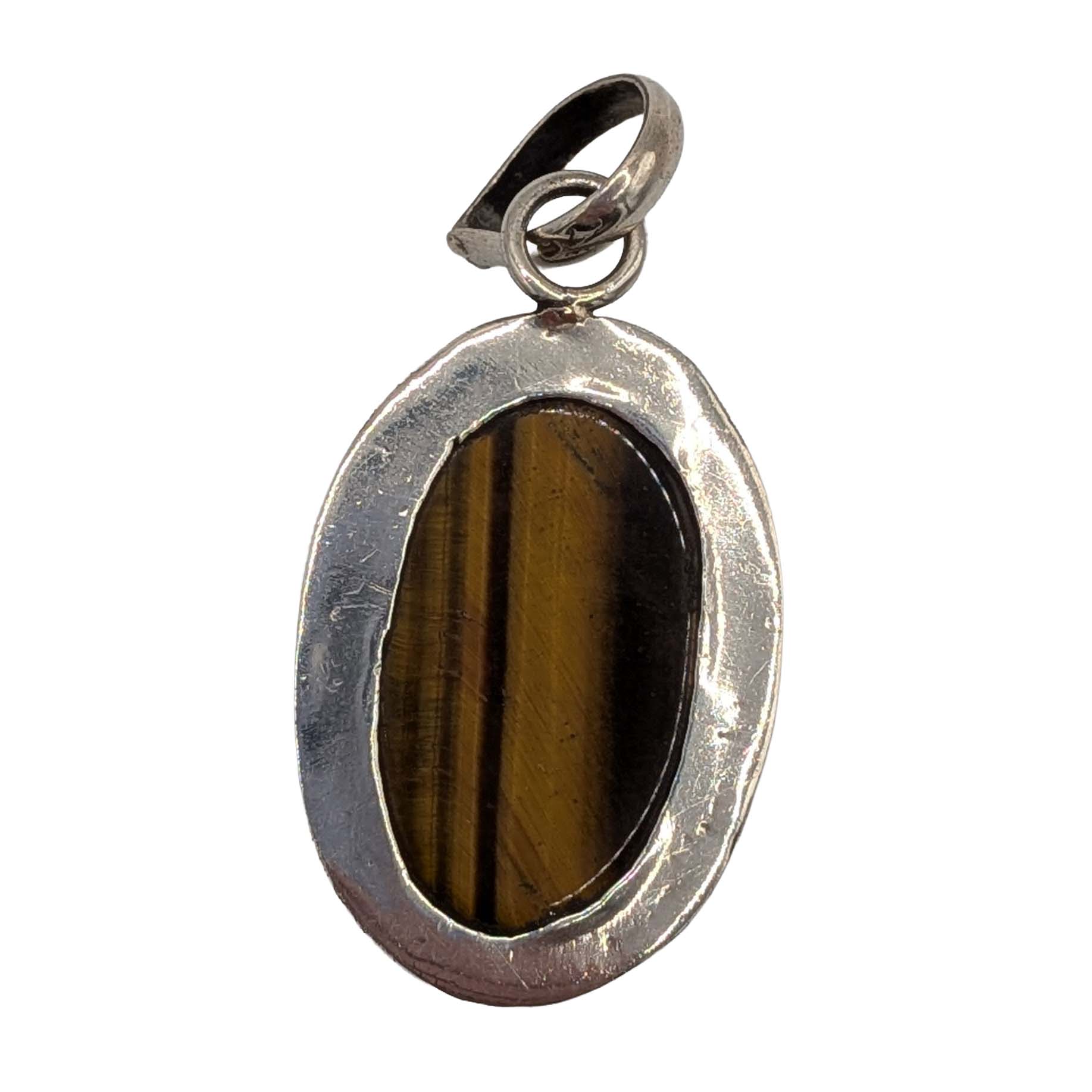 Sterling Silver Tigers Eye Bezel Set Pendant