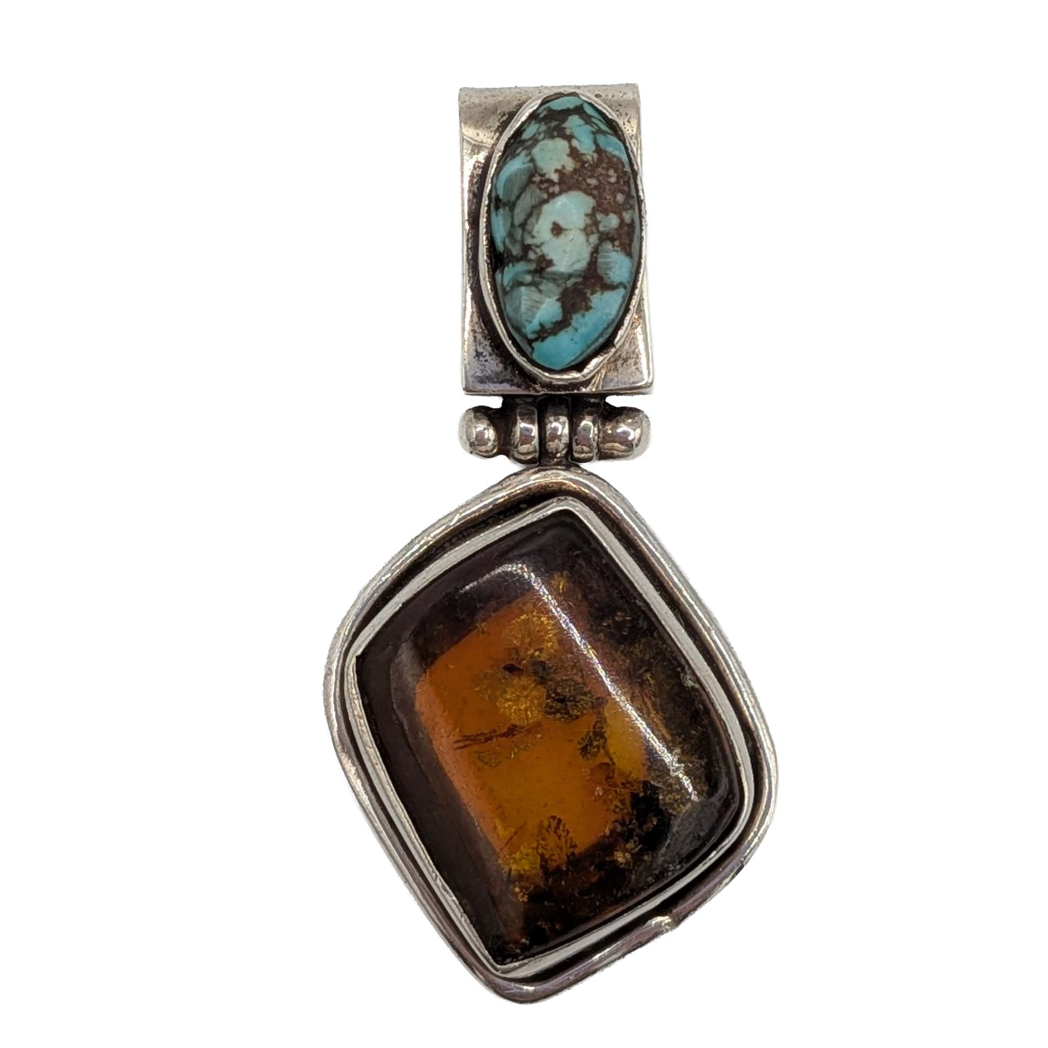 Sterling Silver Amber Turquoise Pendant