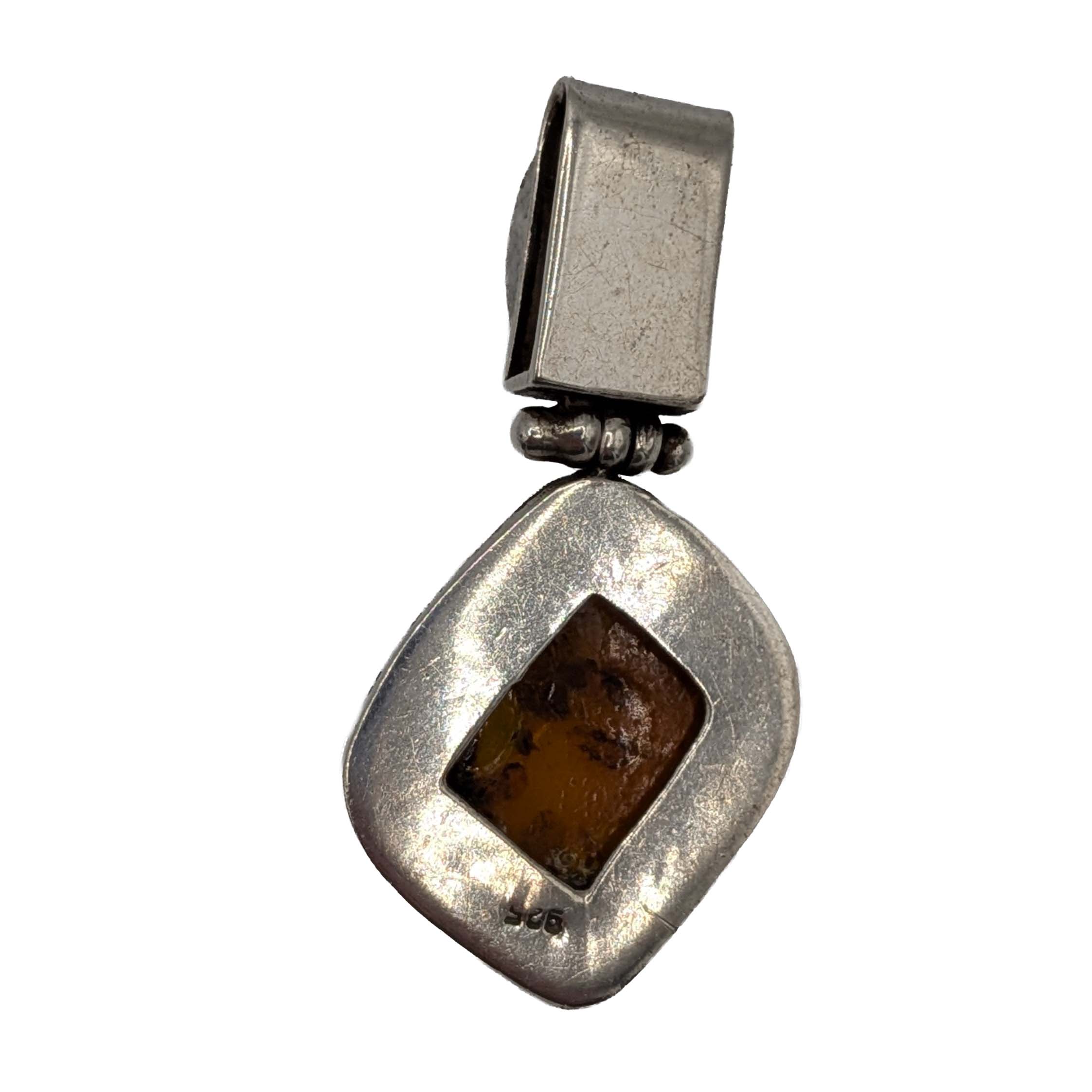 Sterling Silver Amber Turquoise Pendant