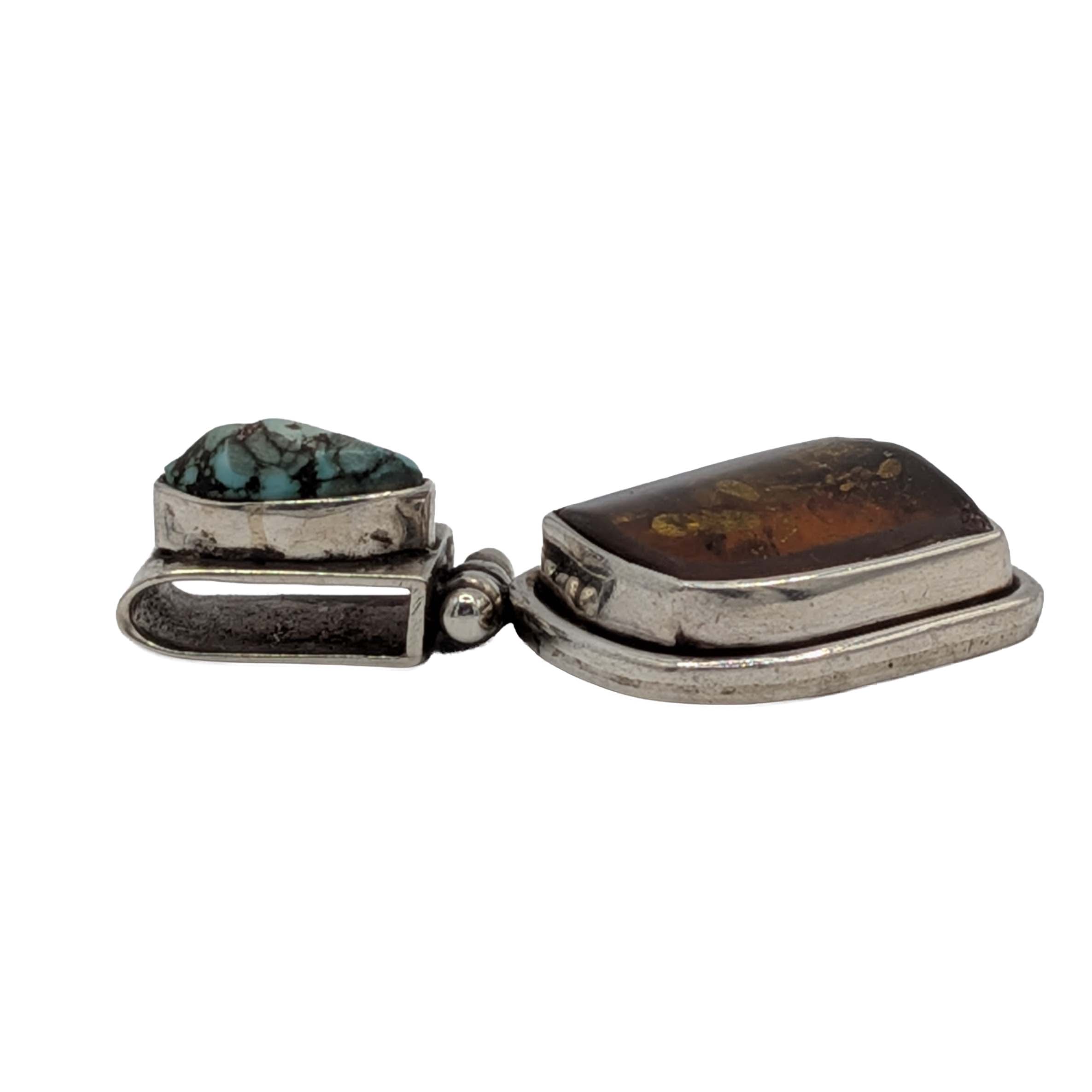 Sterling Silver Amber Turquoise Pendant