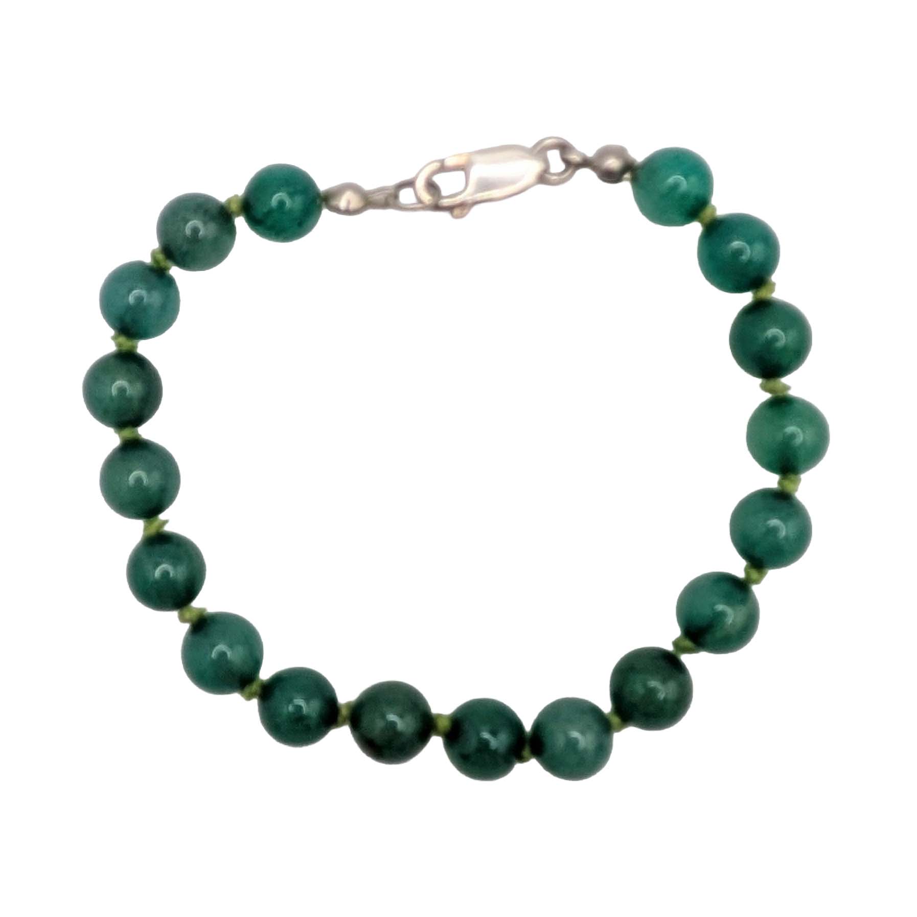 Sterling Silver Moss Agate Beaded Bracelet