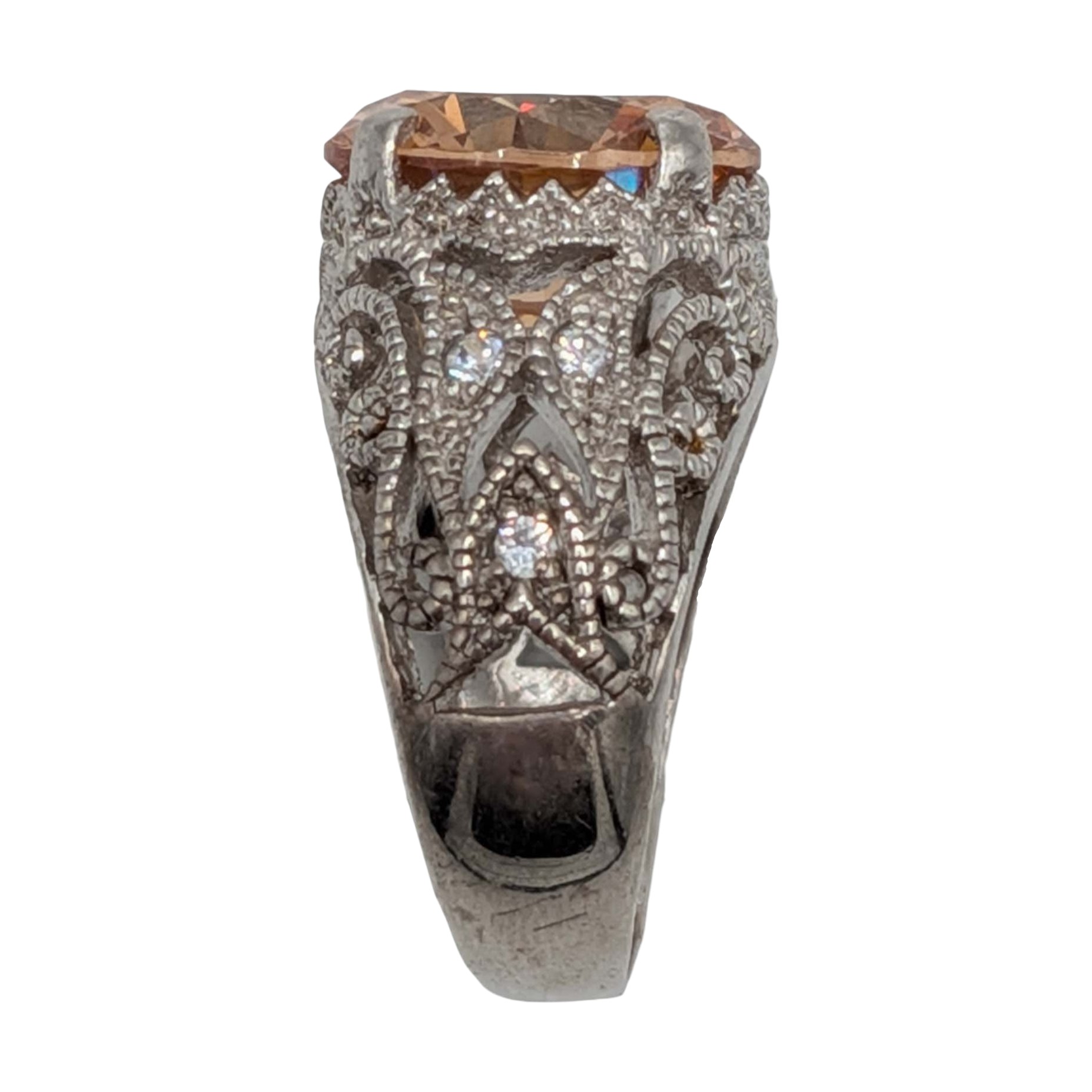 Joseph Esposito Sterling Silver CZ Scroll Jubilee Ring Size 6