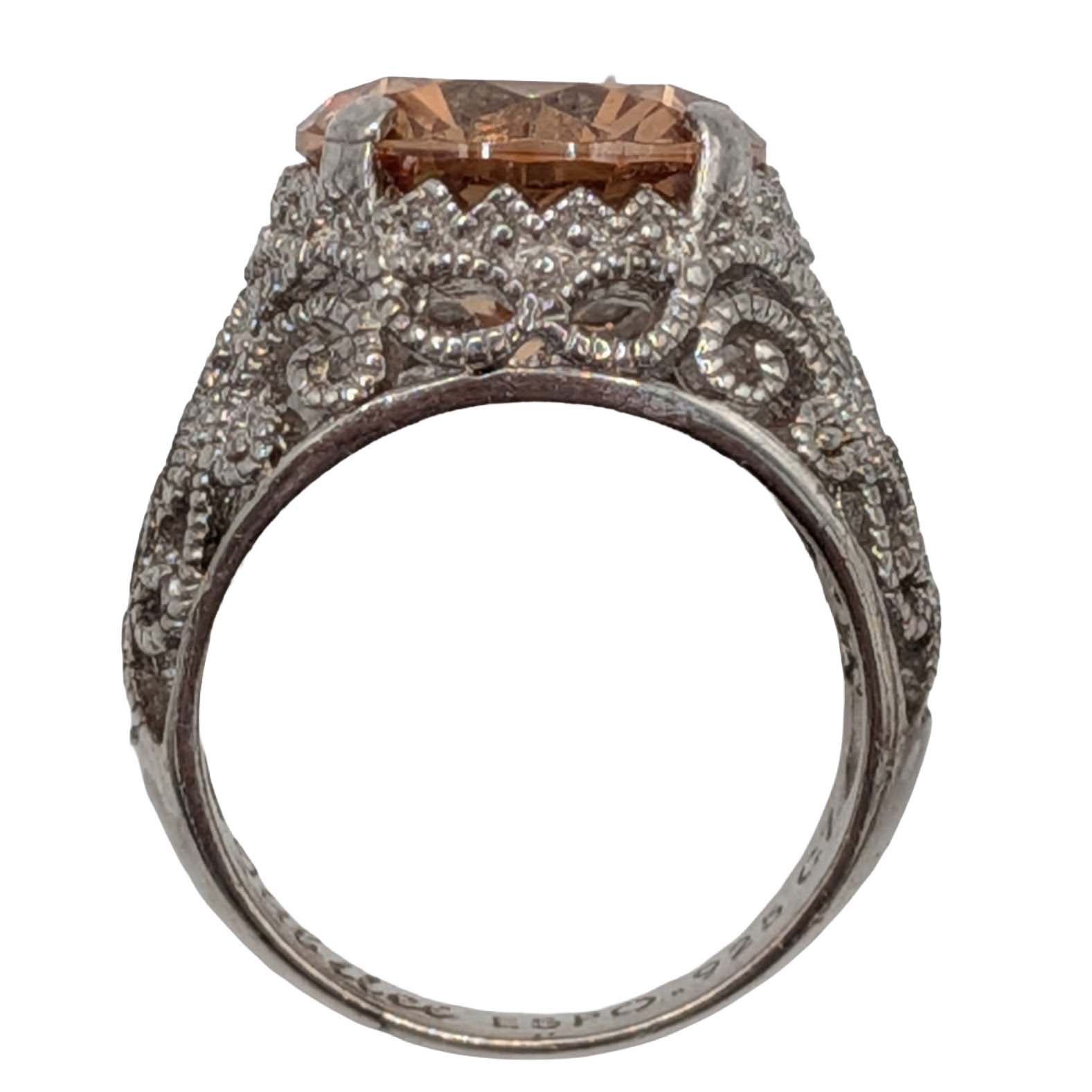 Joseph Esposito Sterling Silver CZ Scroll Jubilee Ring Size 6