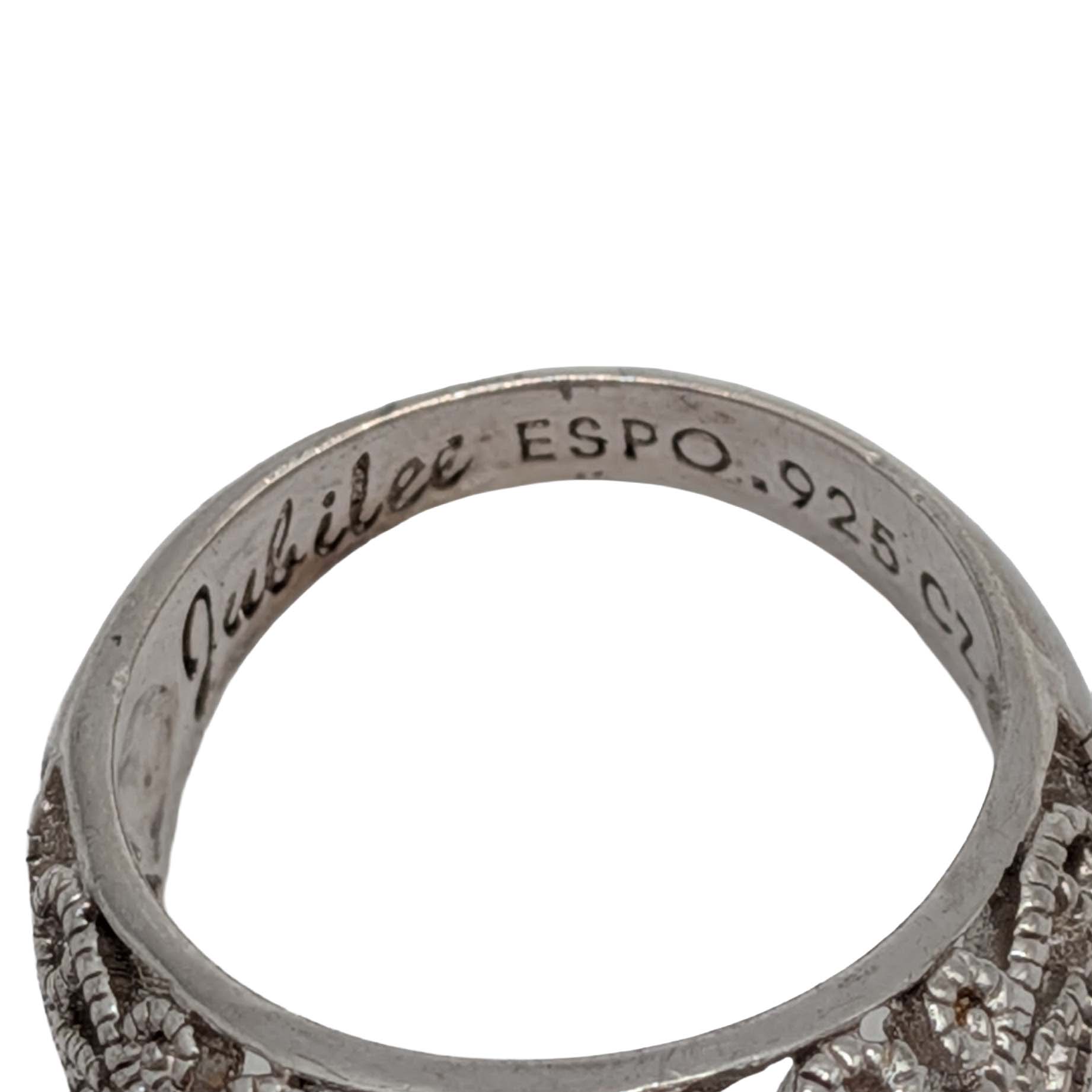 Joseph Esposito Sterling Silver CZ Scroll Jubilee Ring Size 6