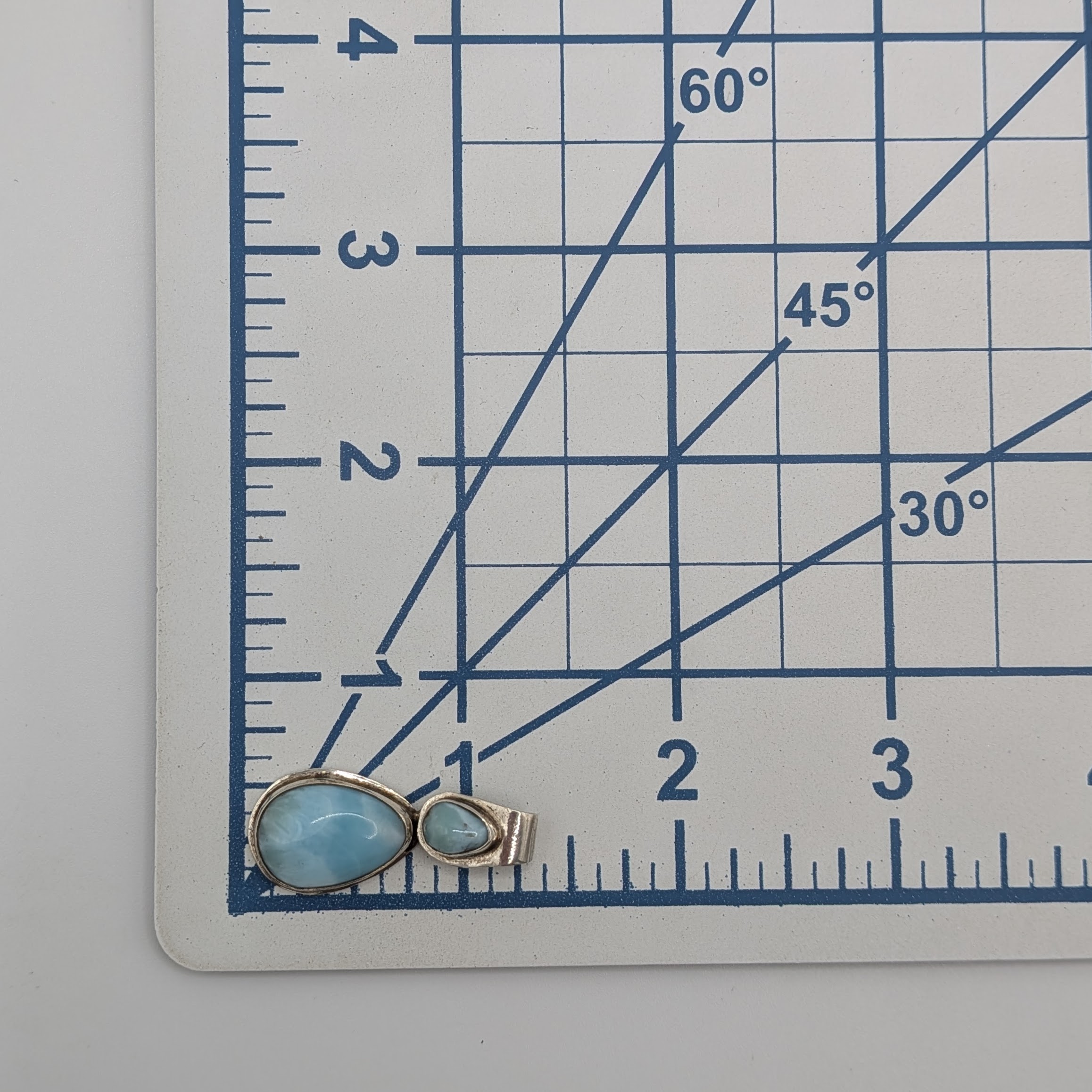 Sterling Silver Larimar Double Teardrop Slide Pendant