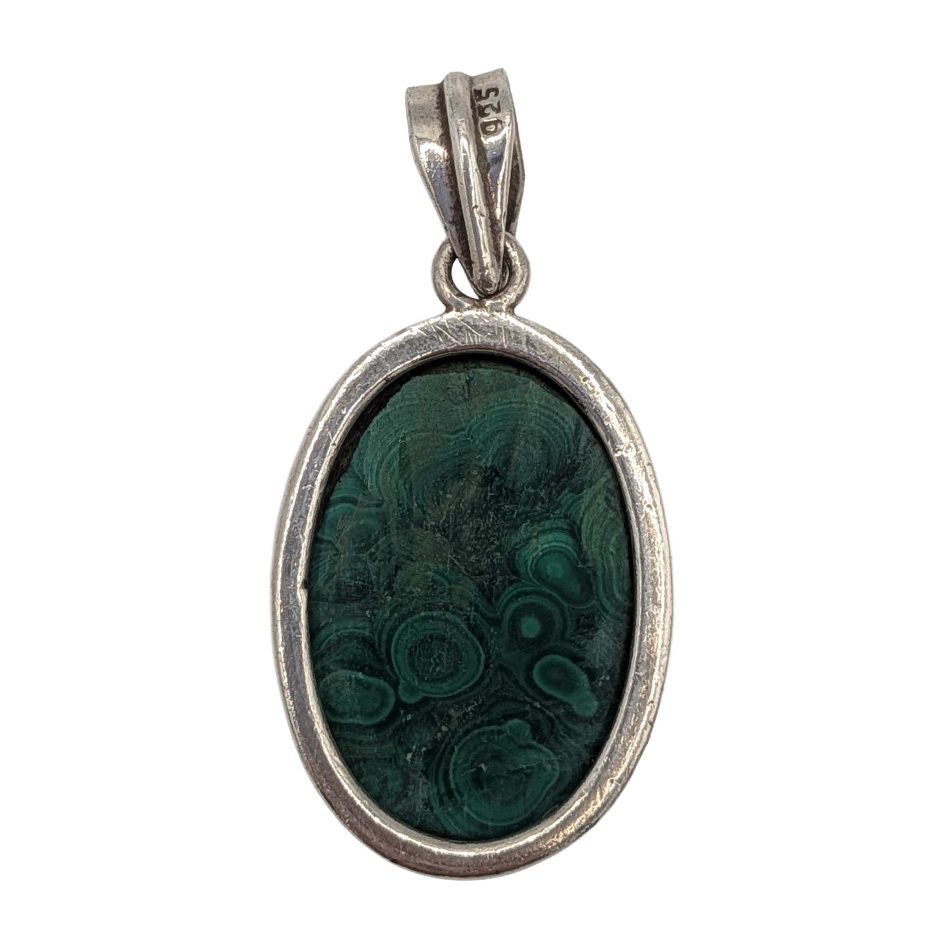 Sterling Silver Malachite Bezel Set Pendant