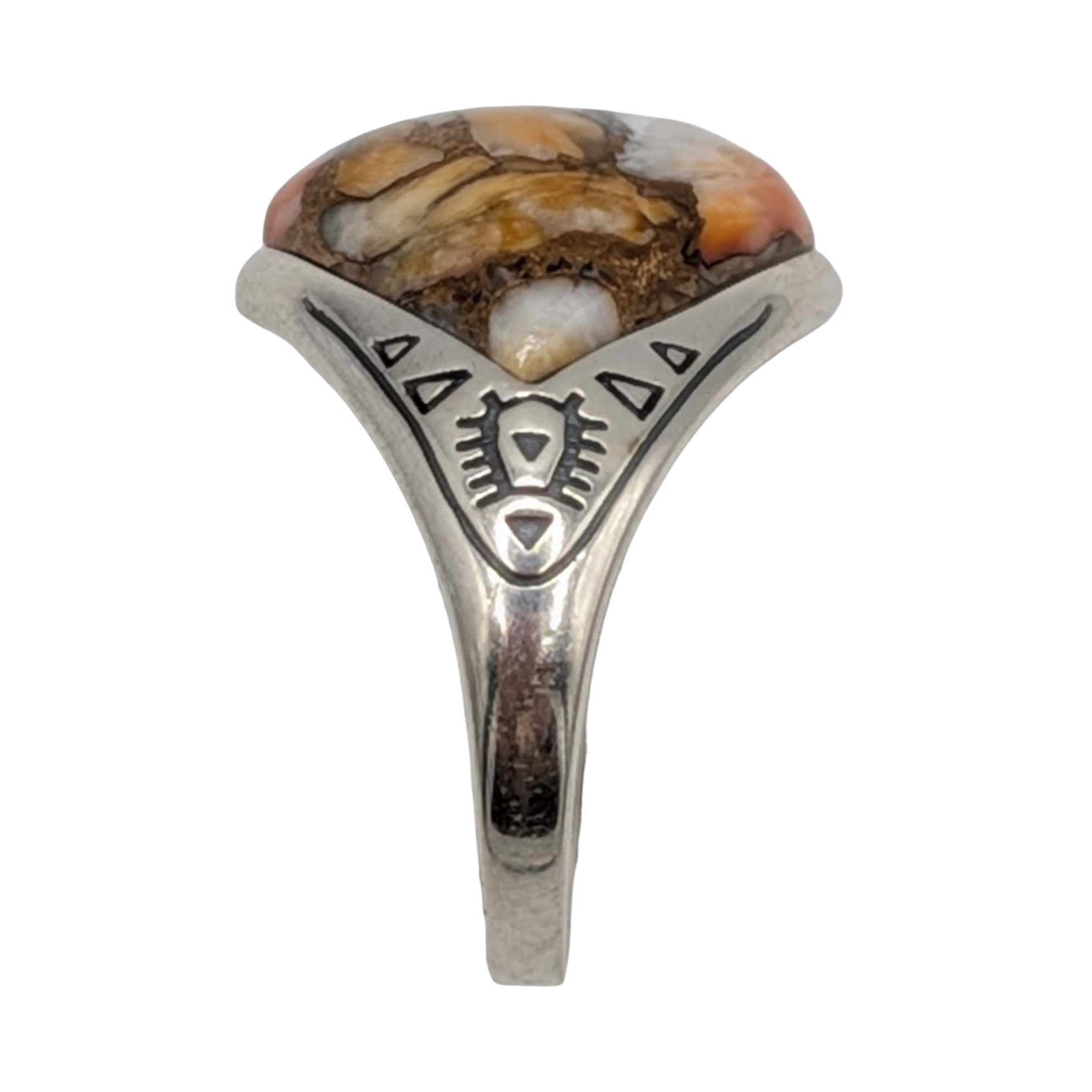 Southwest Sterling Silver Spiny Mojave Stamped Ring Size 12.5