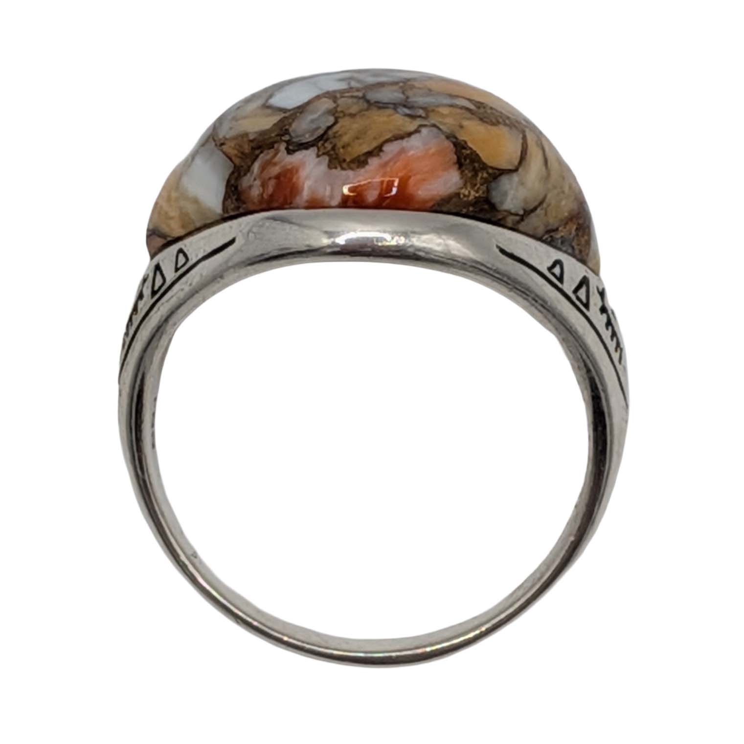 Southwest Sterling Silver Spiny Mojave Stamped Ring Size 12.5