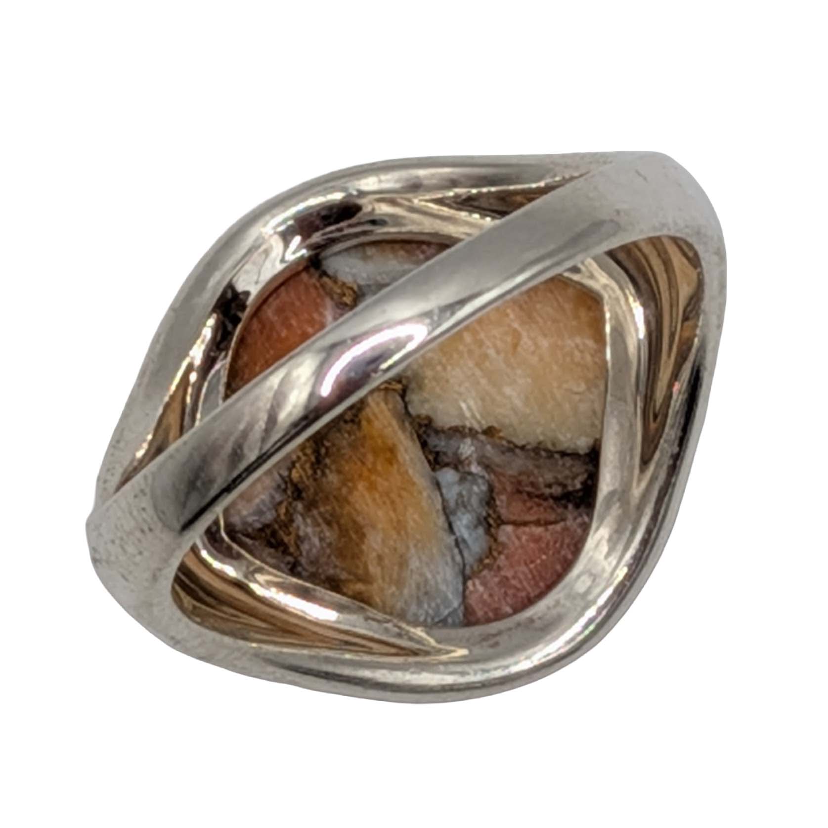 Southwest Sterling Silver Spiny Mojave Stamped Ring Size 12.5