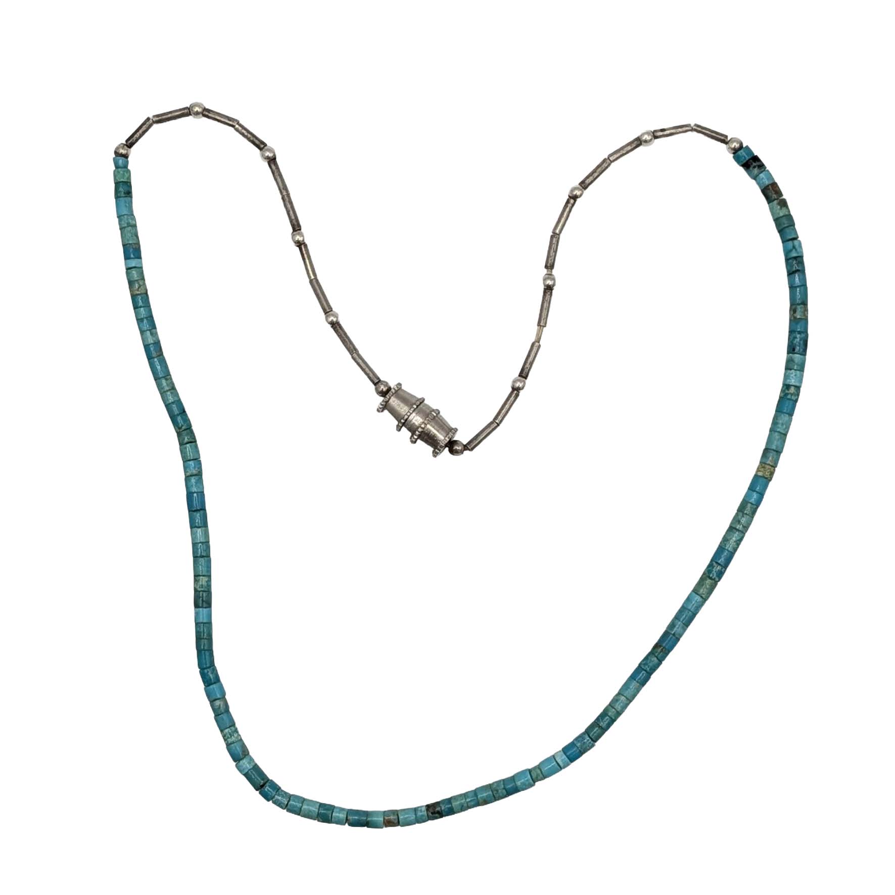 Southwest Sterling Silver Turquoise Heishi Beaded Choker Necklace