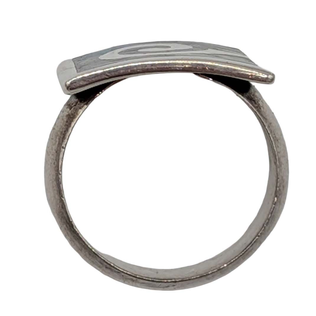 Signed Southwest Sterling Silver Abalone Inlay Swirl Ring Size 6