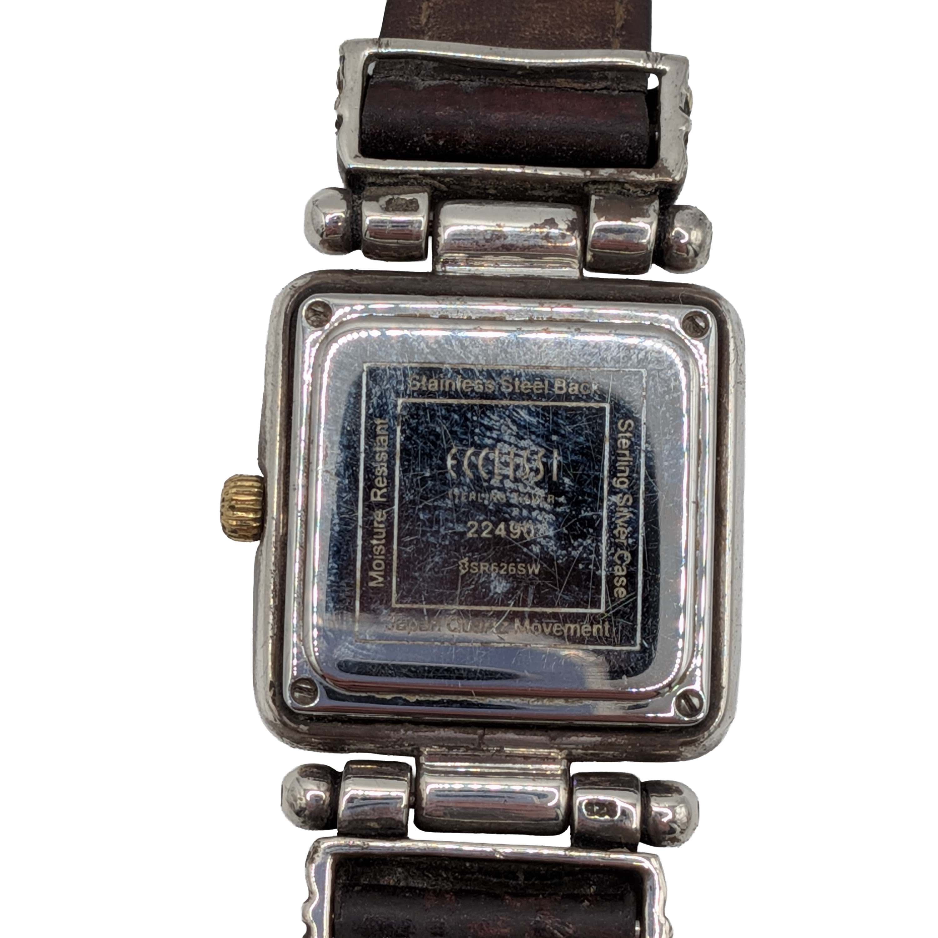 Ecclissi Sterling Silver Blue Face Square Watch