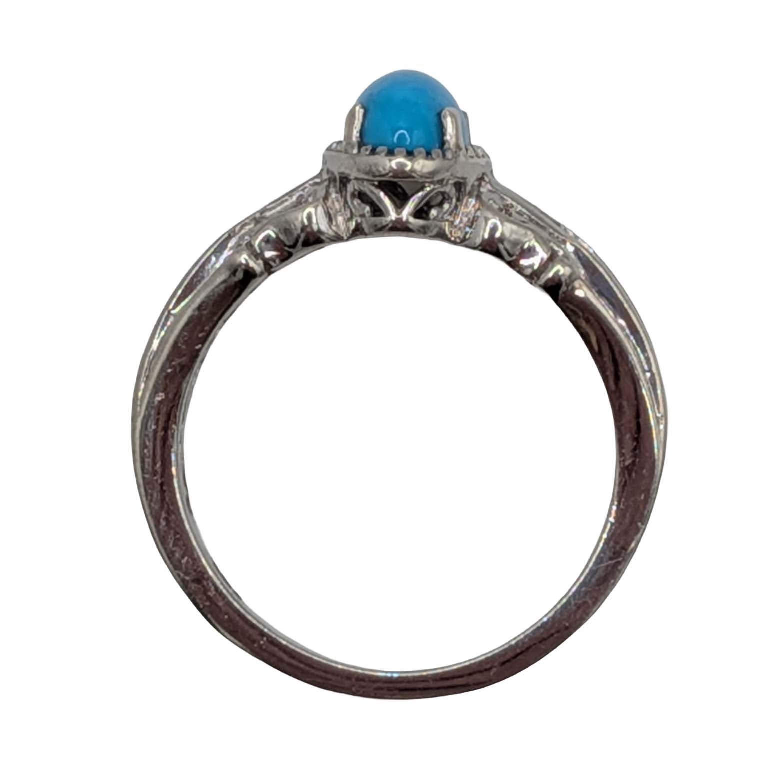 Signed Sterling Silver Turquoise Spinel Ring Size 7.25