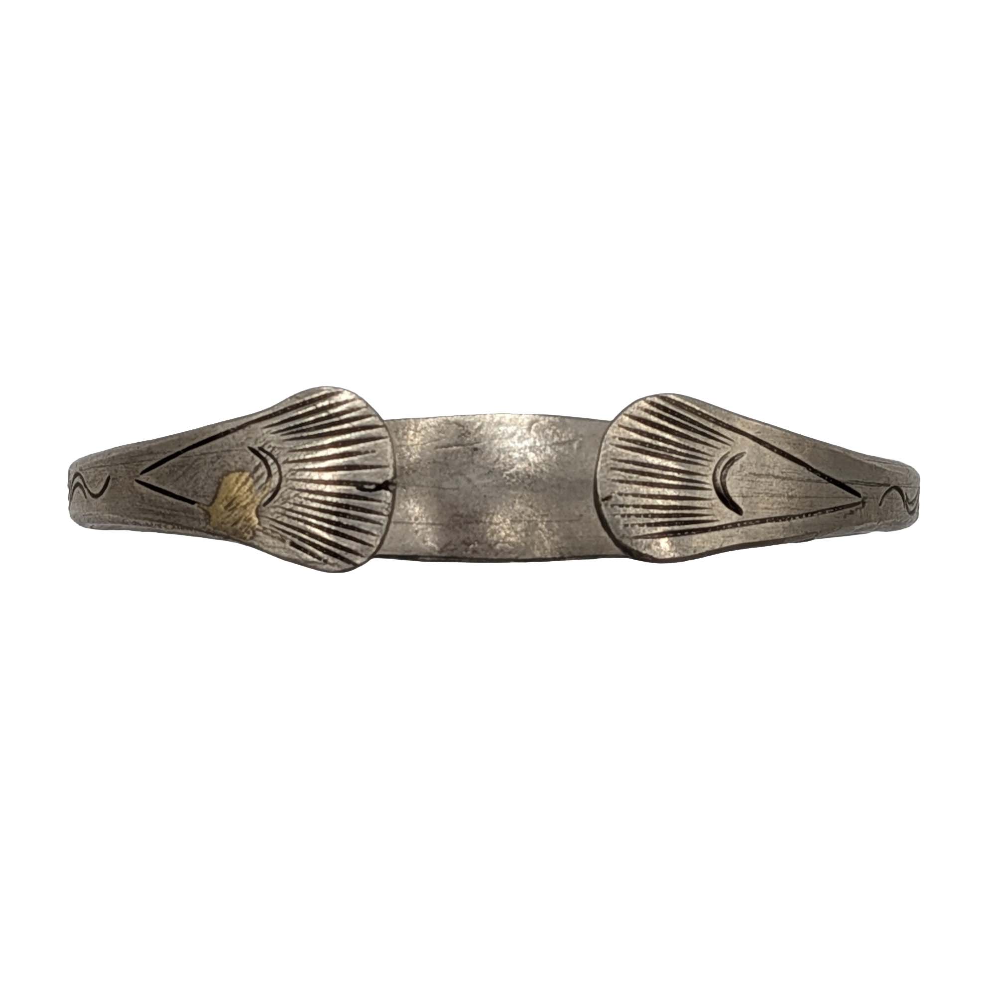 Southwest Nickel Silver Hand Engraved Bird Cuff Bracelet