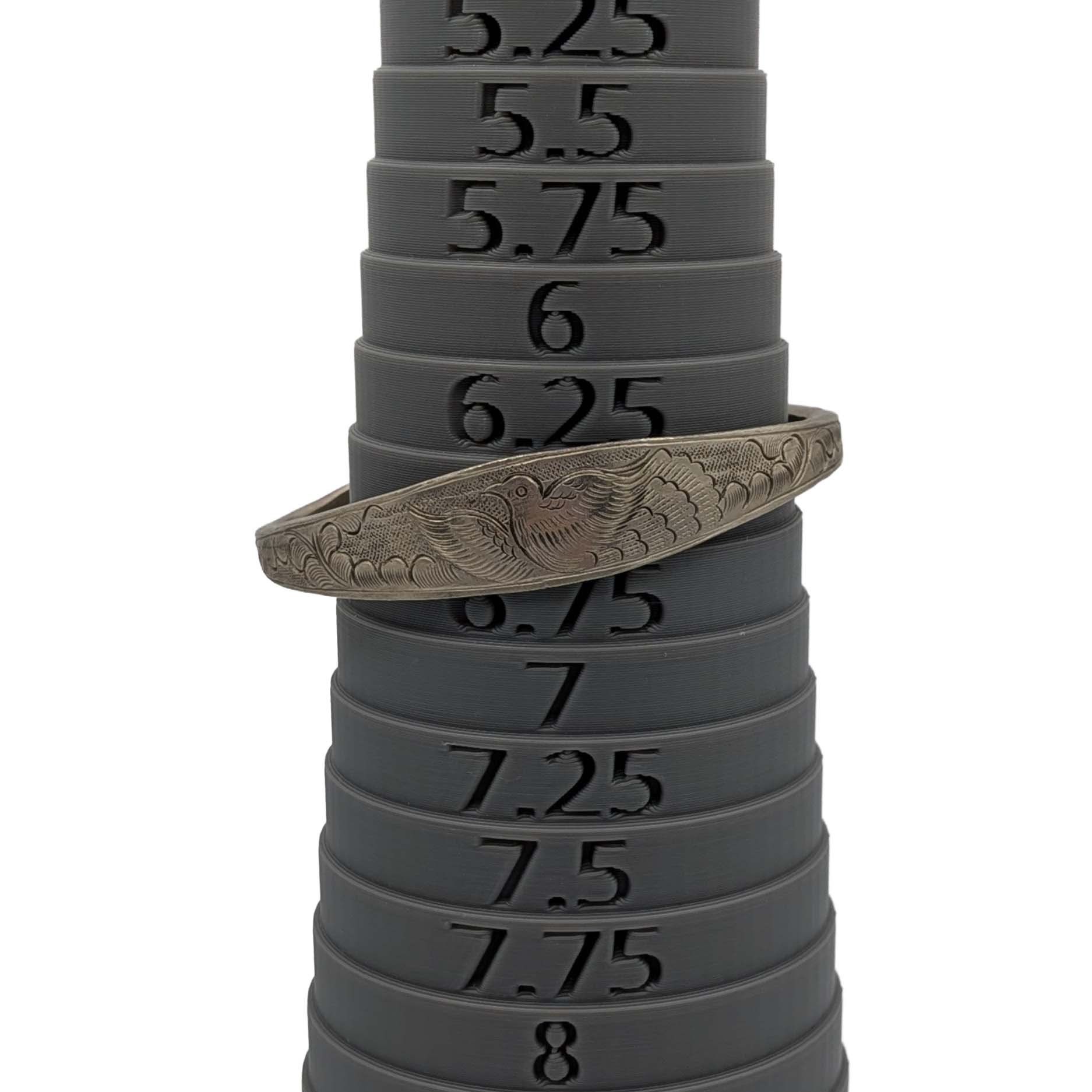 Southwest Nickel Silver Hand Engraved Bird Cuff Bracelet