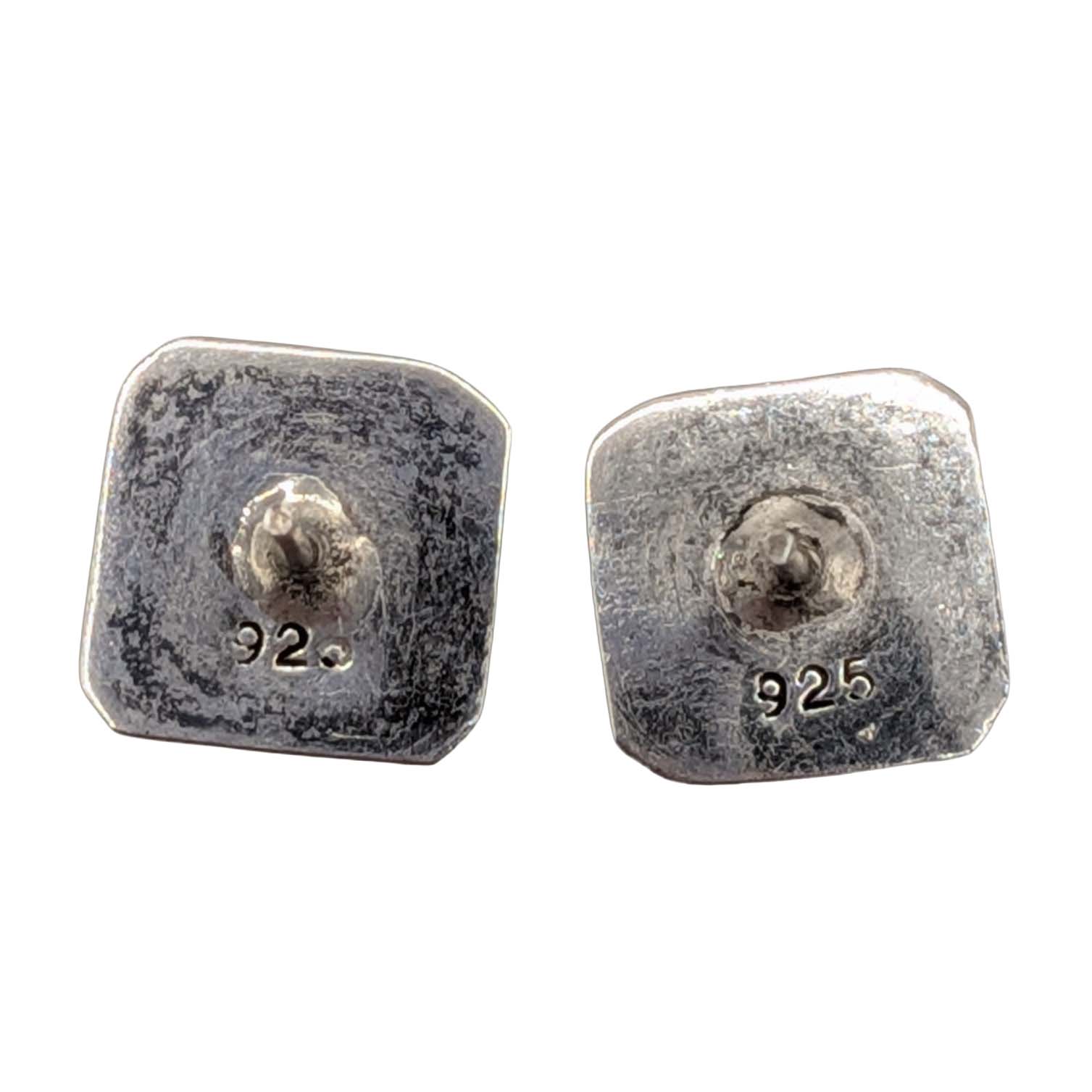 Southwest Sterling Silver Malachite Square Stud Earrings