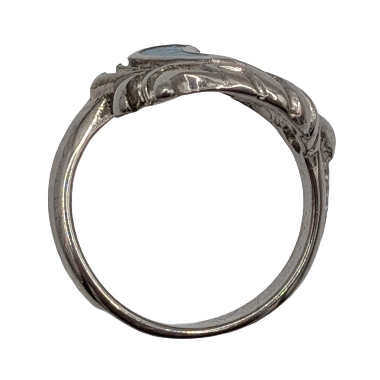 Signed Silver Filled Turquoise Inlay Unicorn Ring Size 5.25