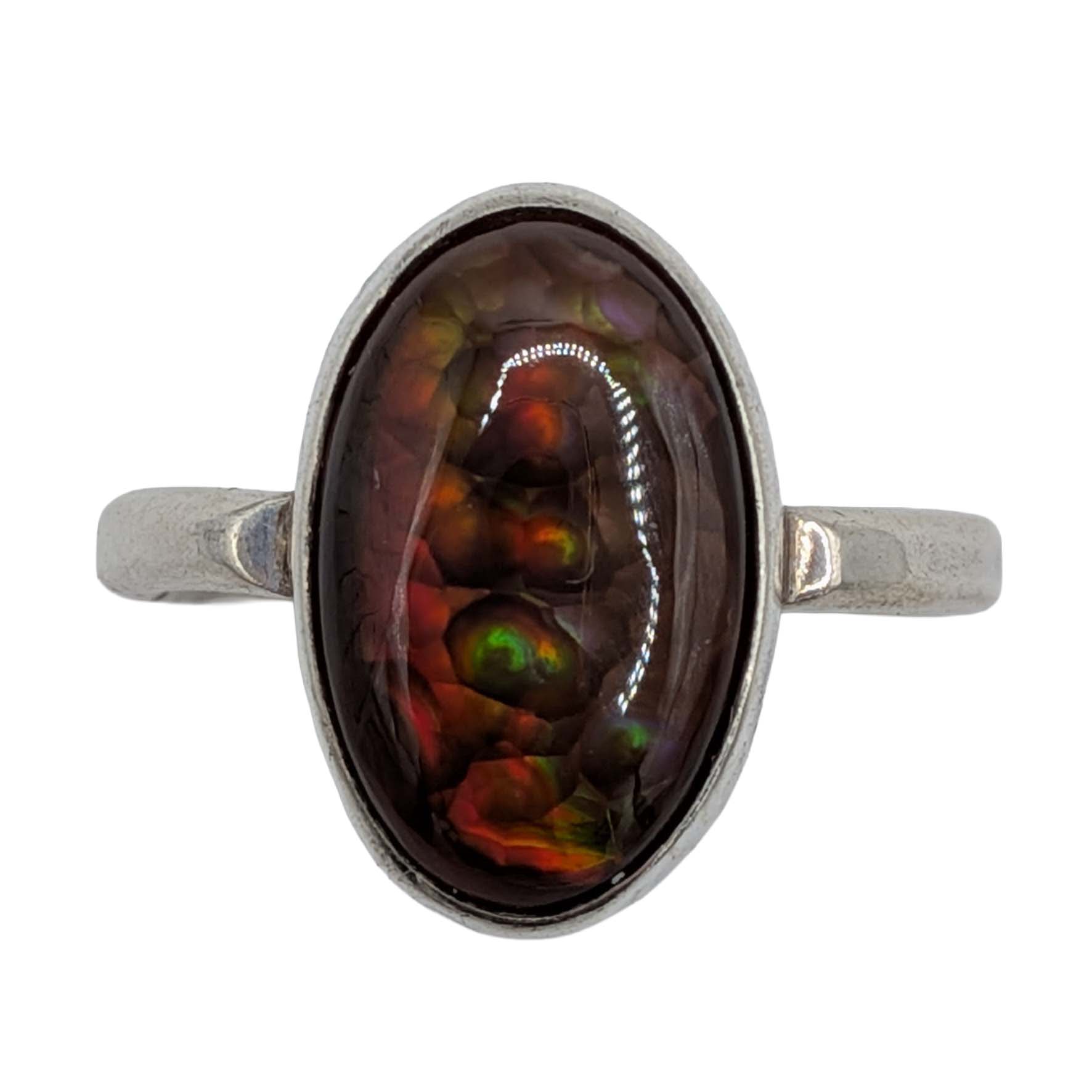 Signed Sterling Silver Boulder Opal Oval Ring Size 9.75