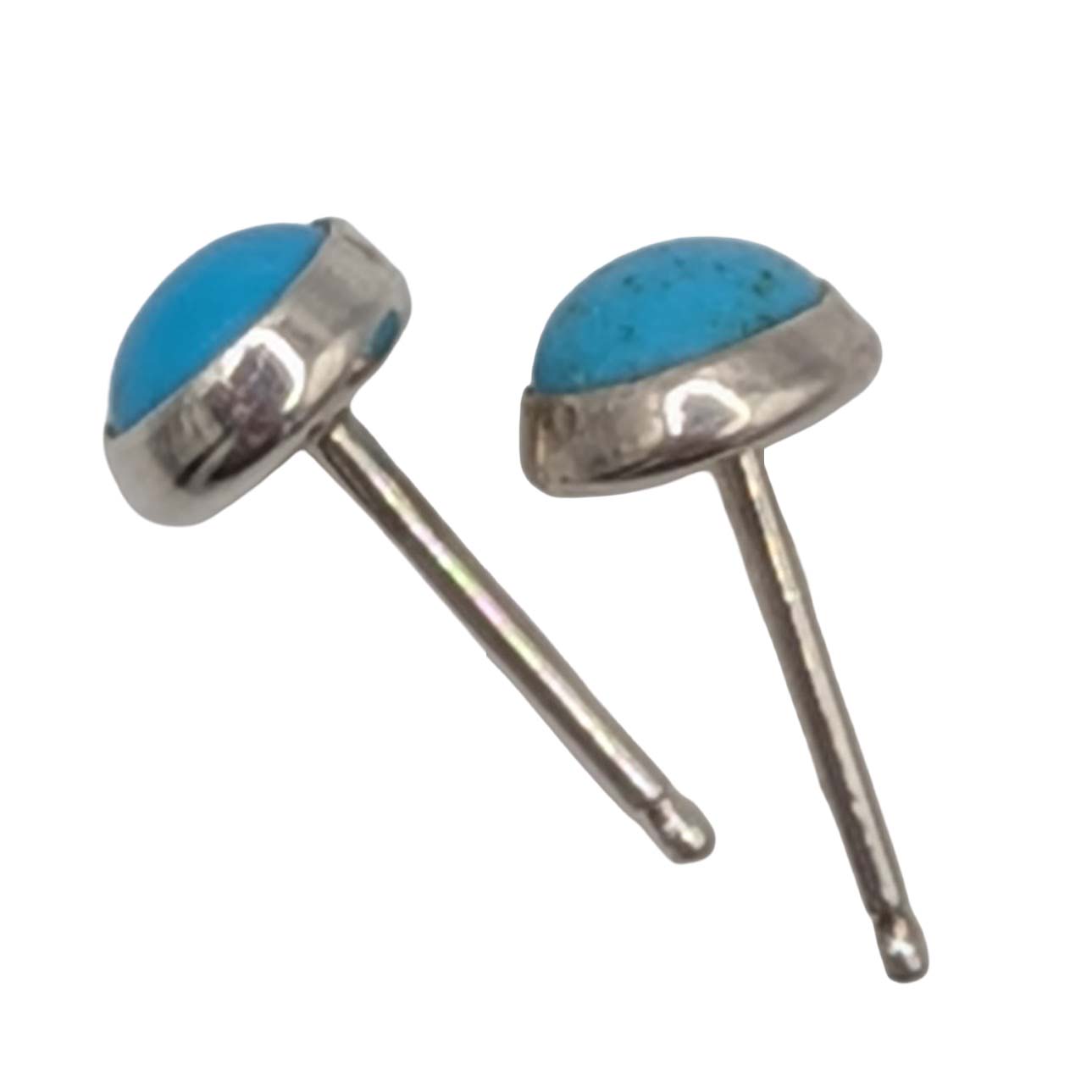Signed Southwest Sterling Silver Turquoise Stud Earrings