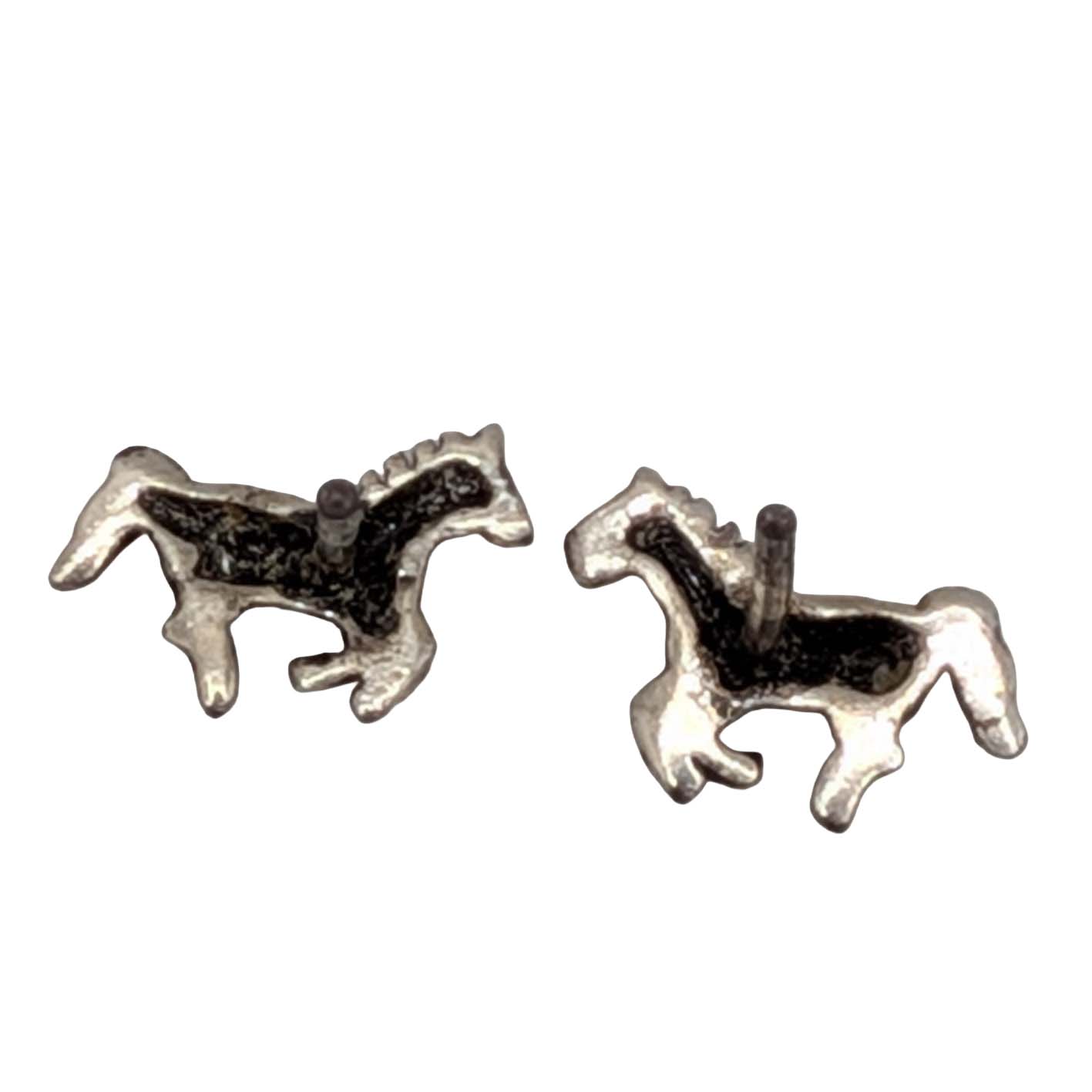 Sterling Silver Running Horse Stud Earrings