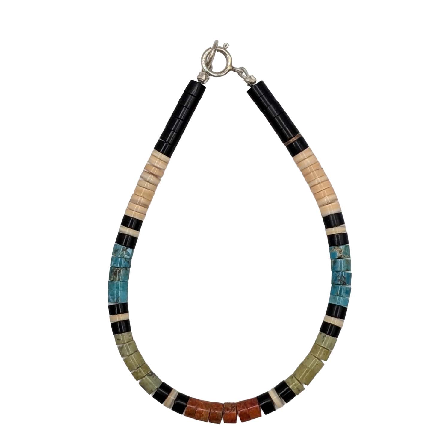 Sterling Silver Multi-Stone Heishi Bead Bracelet