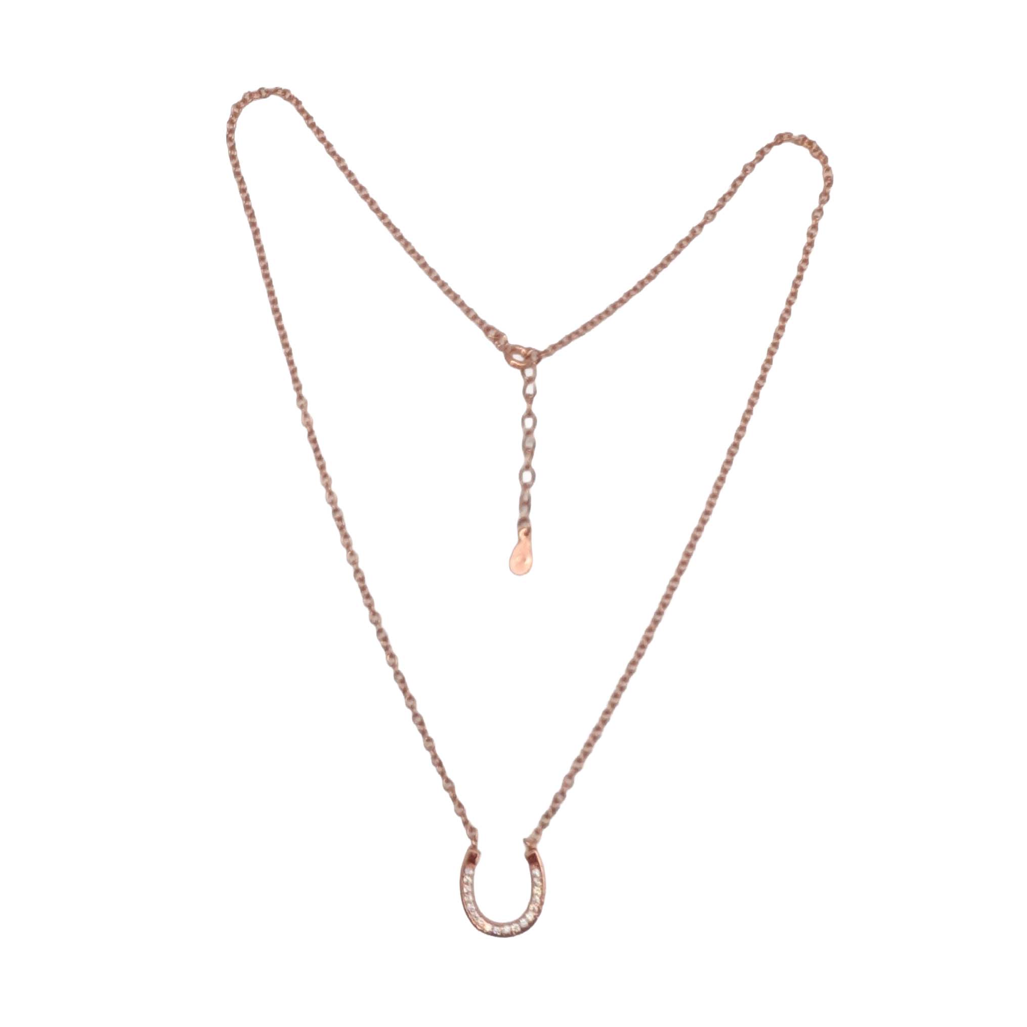 Rose Gold Over Sterling Silver CZ Horseshoe Necklace