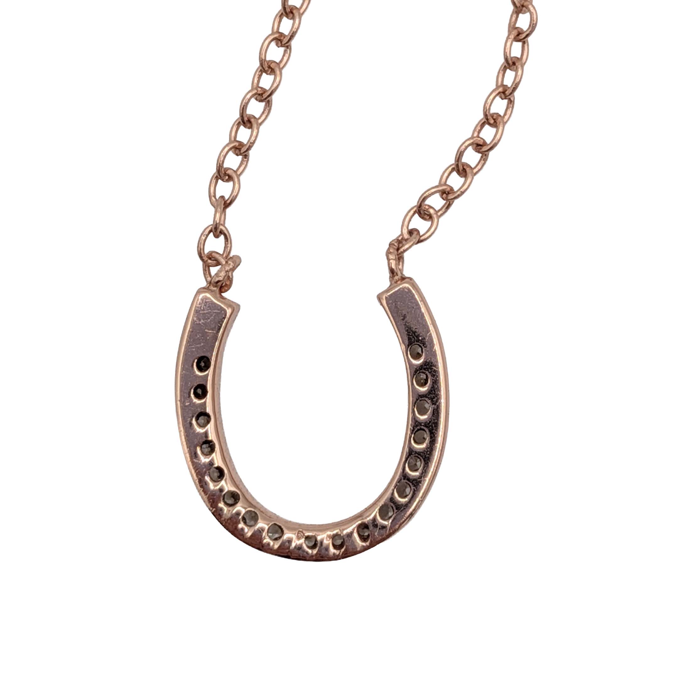Rose Gold Over Sterling Silver CZ Horseshoe Necklace