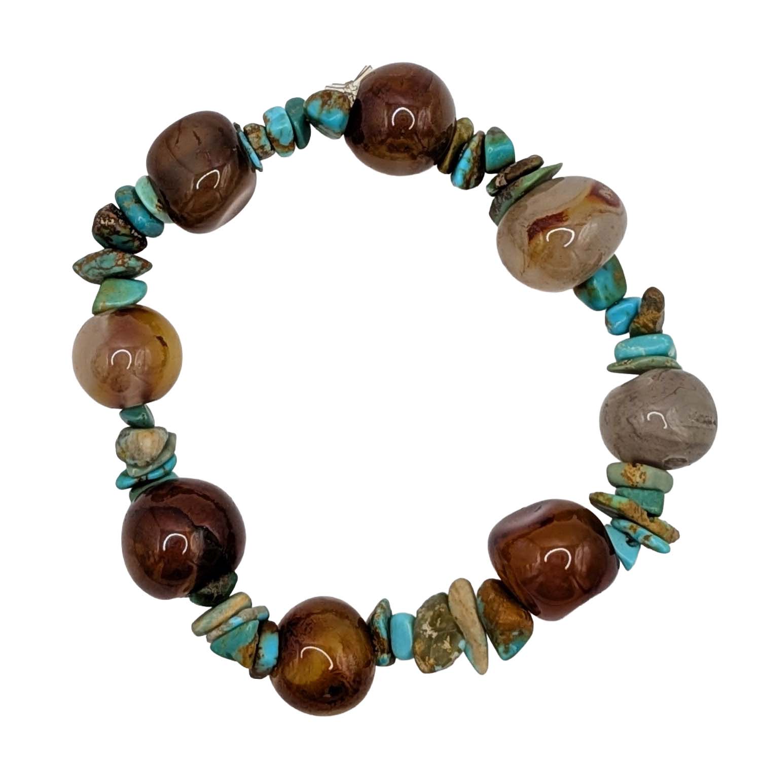 Beaded Turquoise Agate Stretch Bracelet