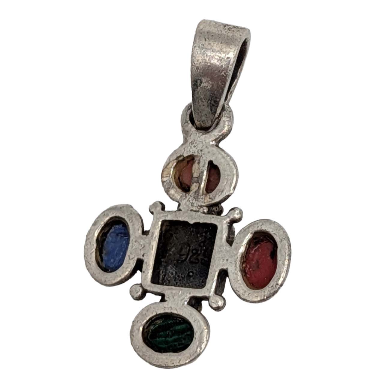 Southwest Sterling Silver Multi-Stone Cross Pendant