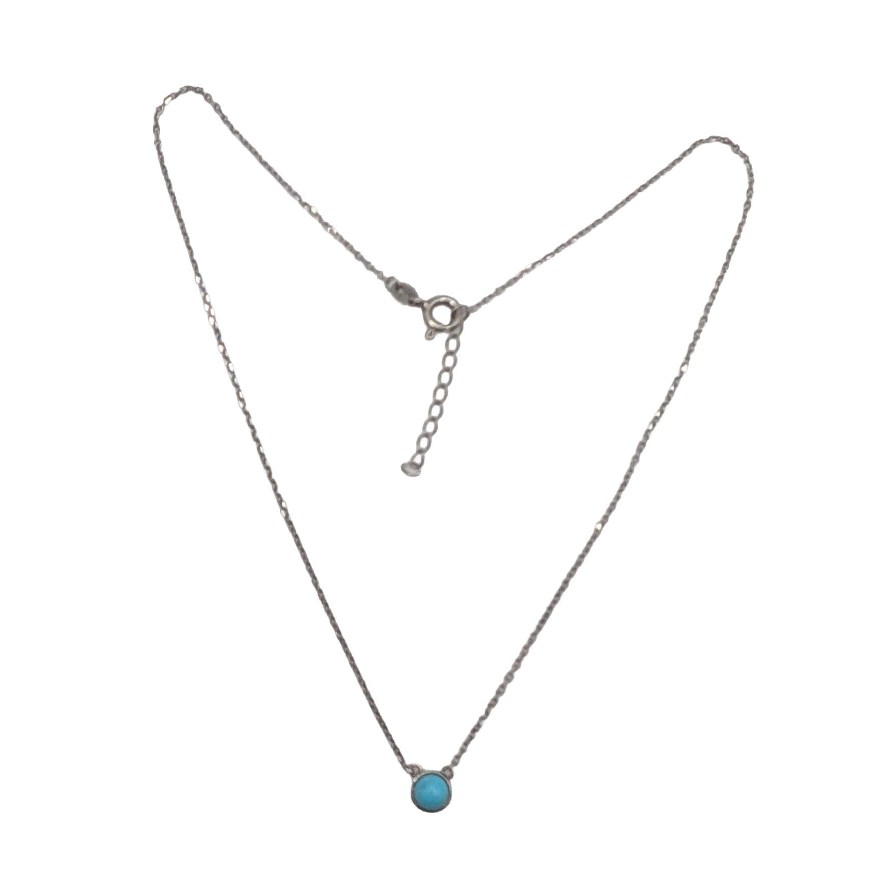 Sterling Silver Round Turquoise Necklace