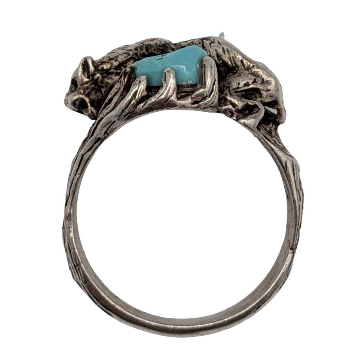 Sterling Silver Turquoise Prowling Panther Ring Size 10