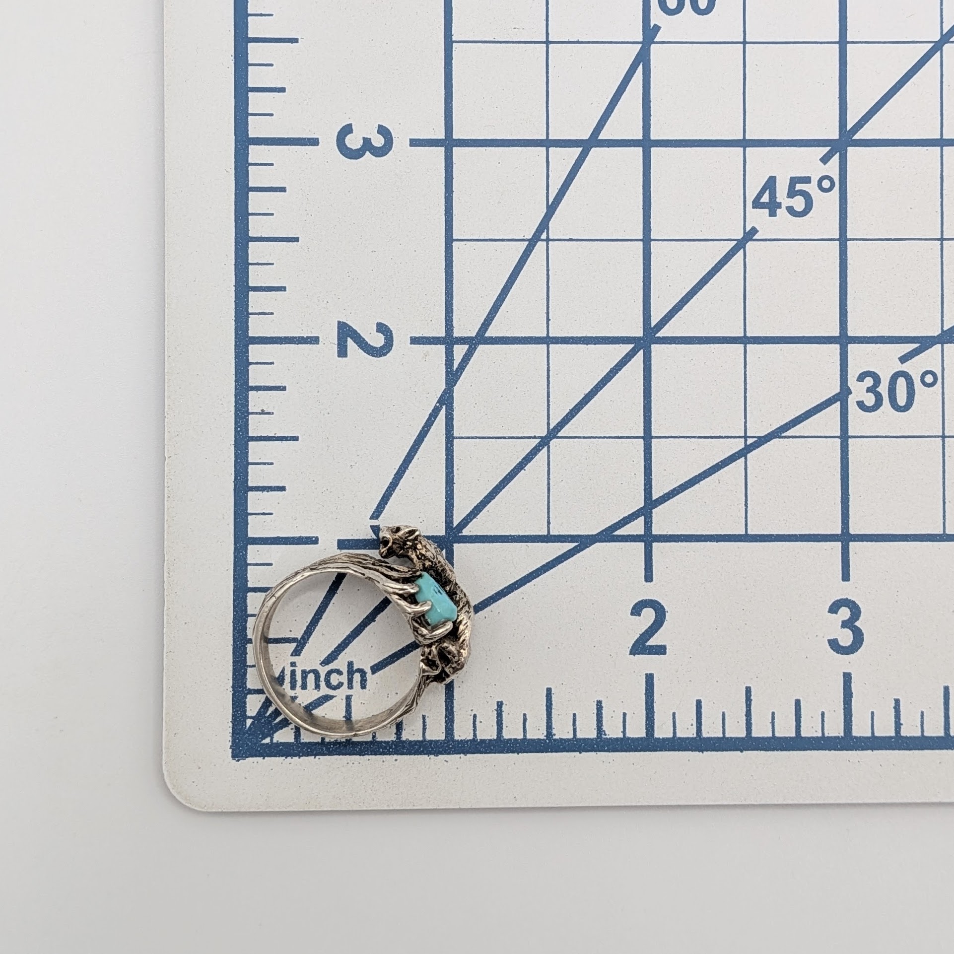 Sterling Silver Turquoise Prowling Panther Ring Size 10