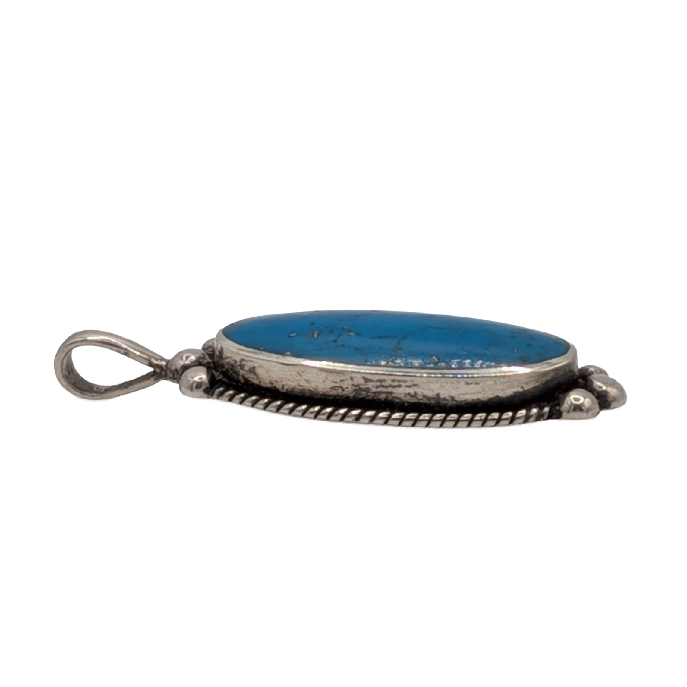 Southwest Sterling Silver Oval Turquoise Pendant