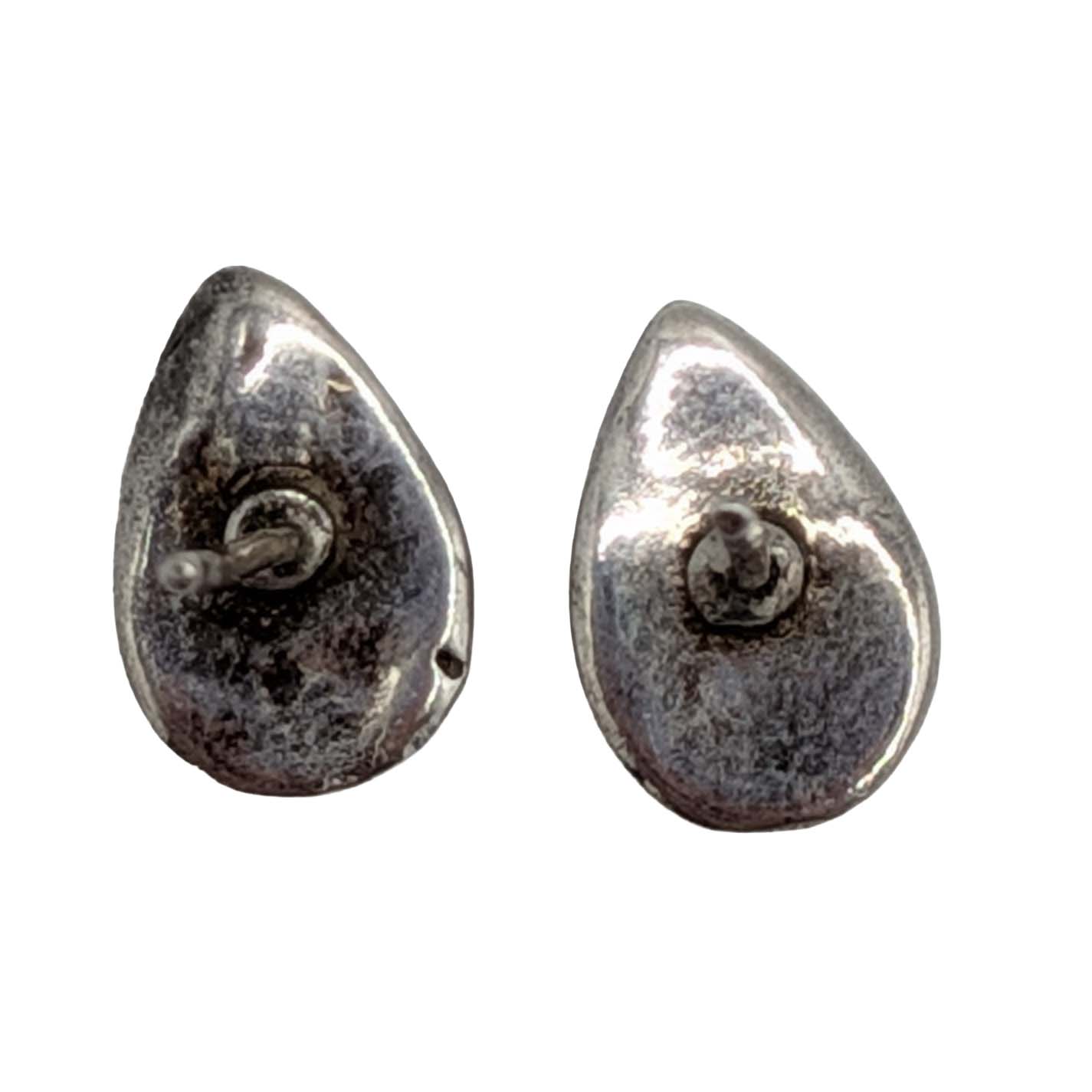 Sterling Silver Turquoise Inlay Teardrop Stud Earrings
