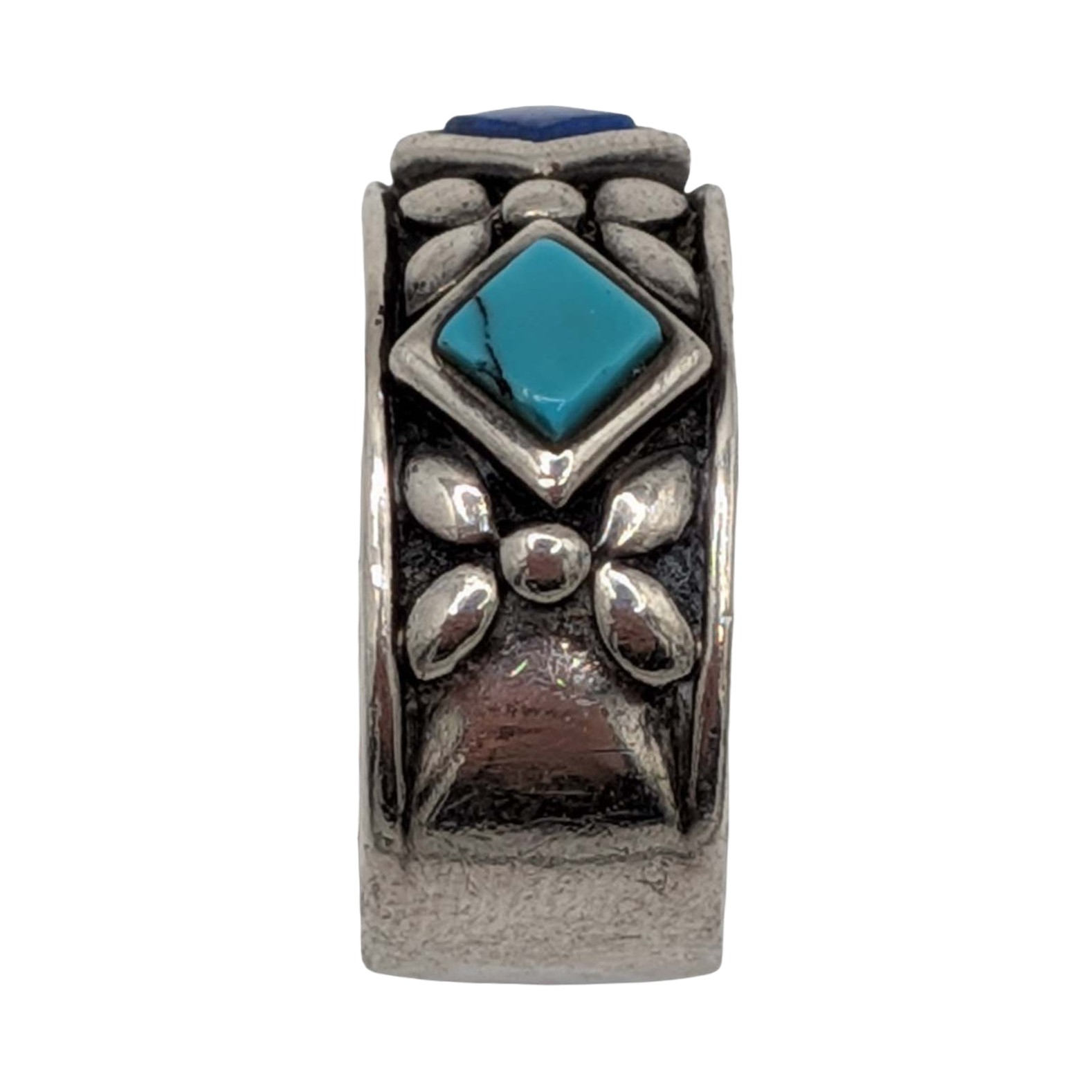 Signed Southwest Sterling Silver Multi-Stone Band Ring Size 8