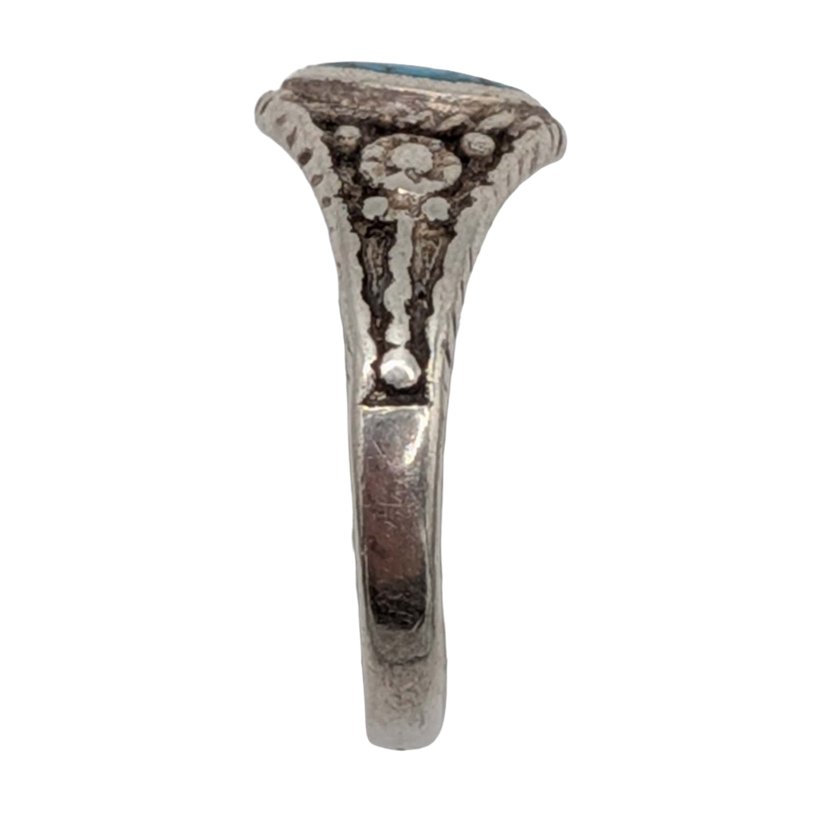 Sterling Silver Turquoise Daisy Ring Size 4.75