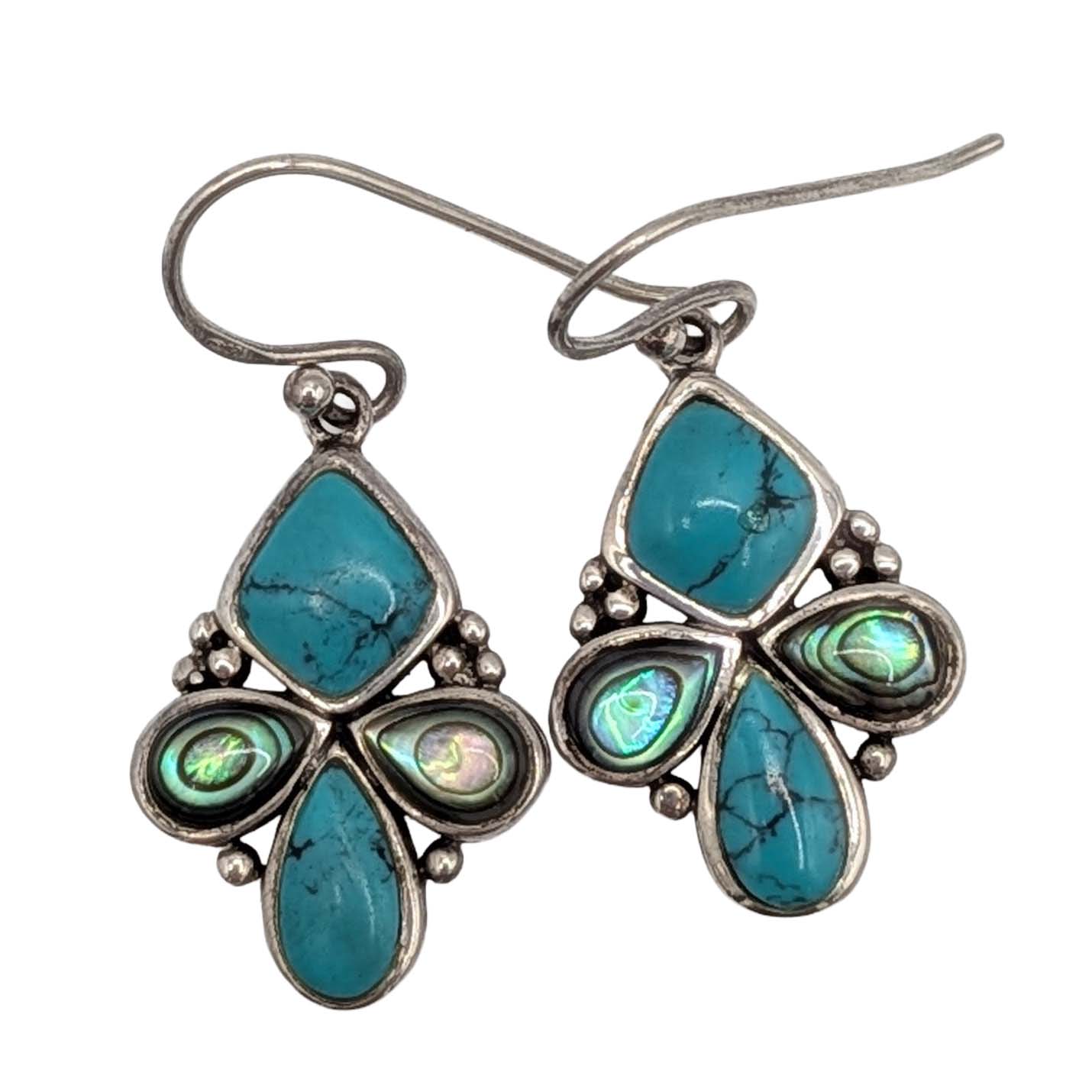 Barse Sterling Silver Turquoise Abalone Dangle Earrings